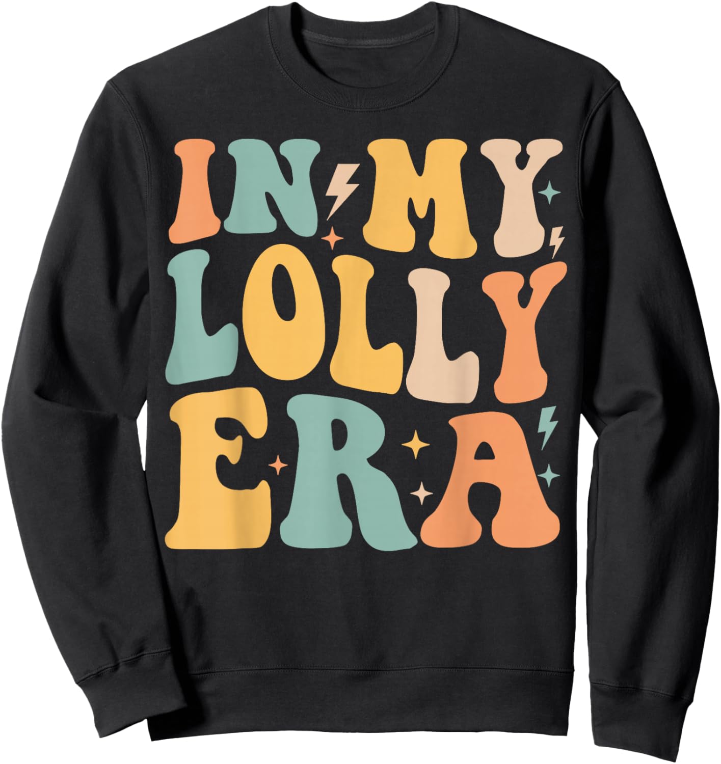 Retro Groovy In My Lolly Era Mother's Day Sweatshirt - Sweatshirt | Black