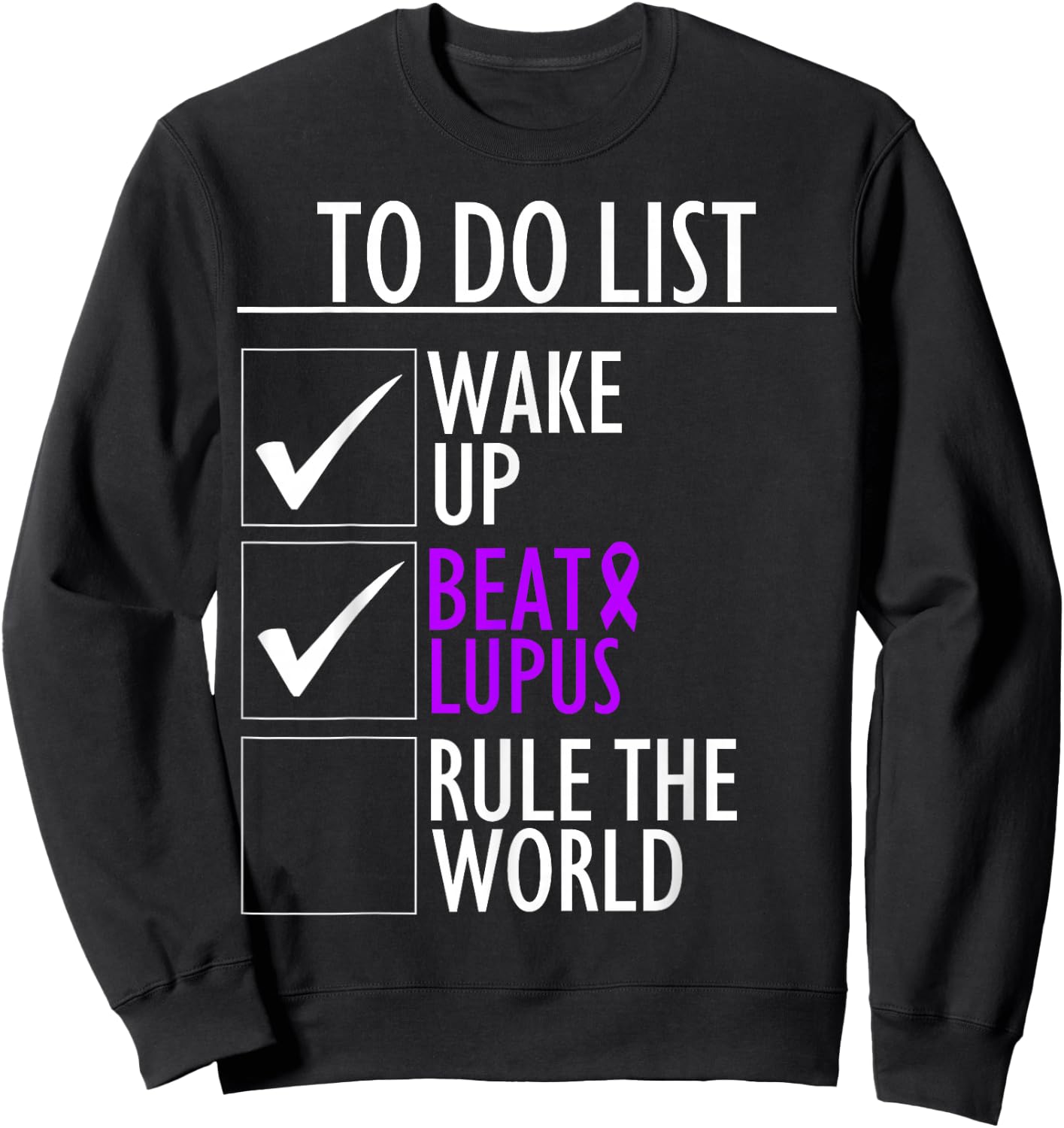 Purple Ribbon Wolf To Do List Beat Lupus Awareness Sweatshirt - Sweatshirt | Black