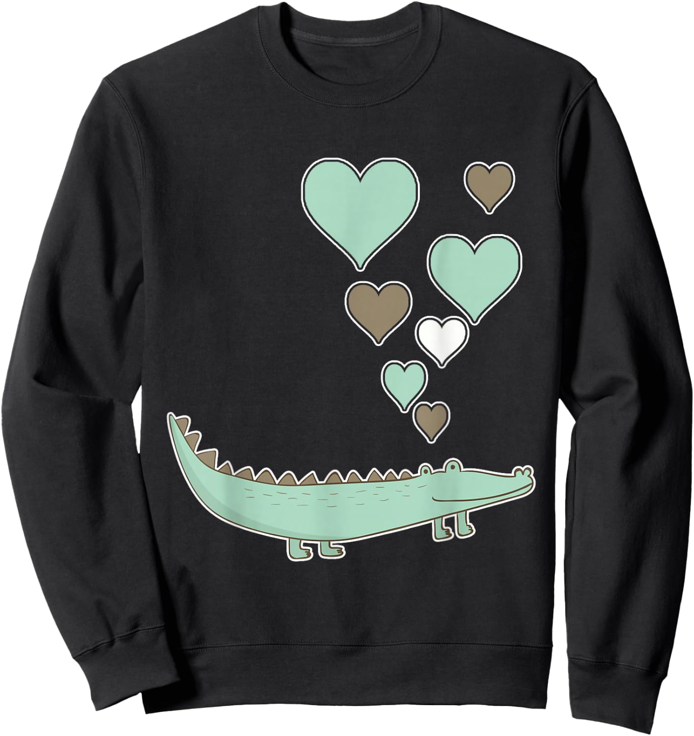 Cute Alligator with Hearts - I Love Alligators Sweatshirt - Sweatshirt | Black