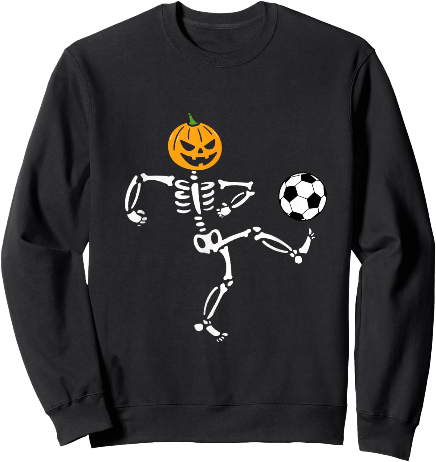Pumpkin Skeleton Soccer Player Halloween Men Boys Soccer Sweatshirt - Sweatshirt | Black