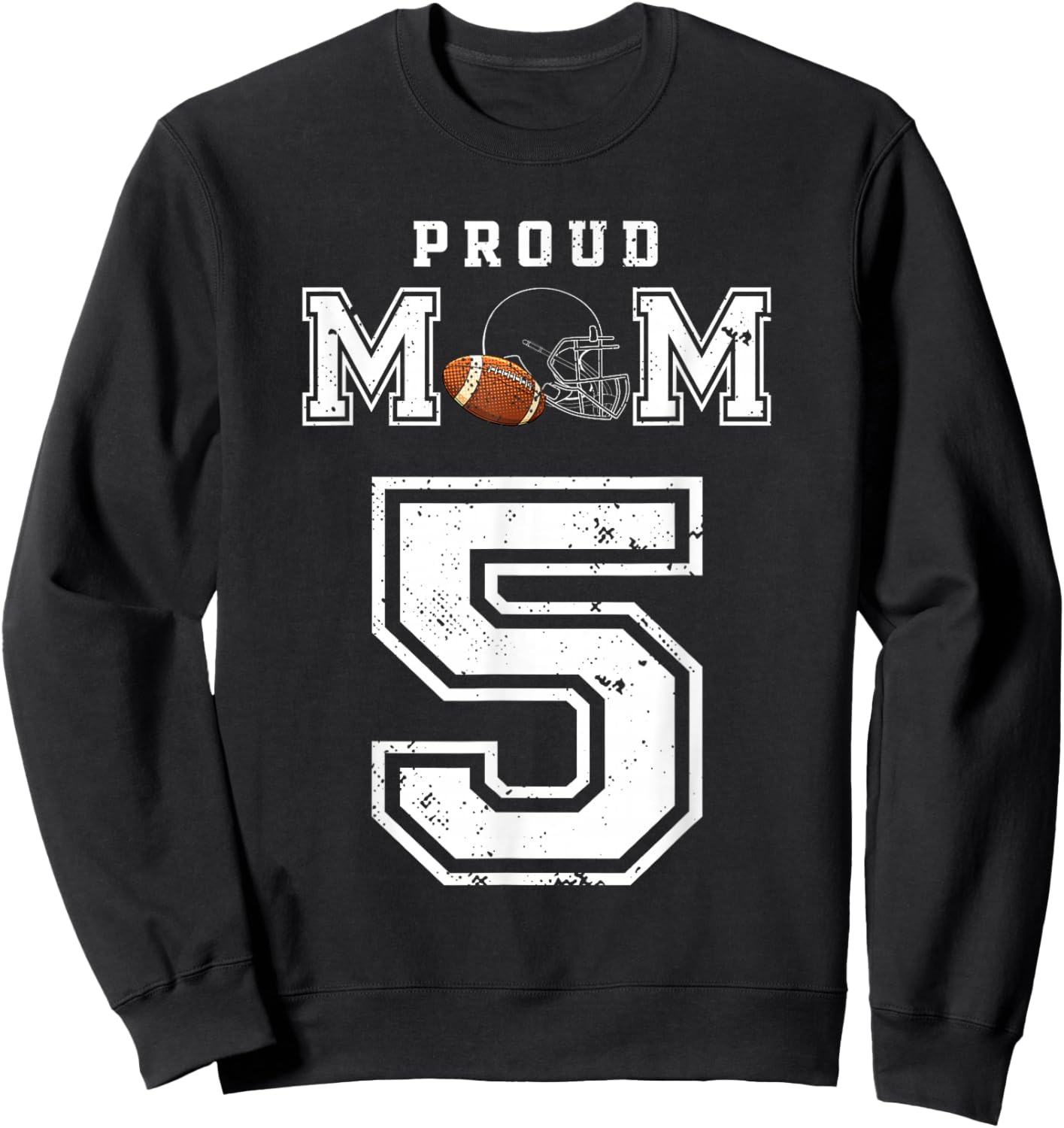 Custom Proud Football Mom Number 5 Personalized Sweatshirt - Sweatshirt | Black
