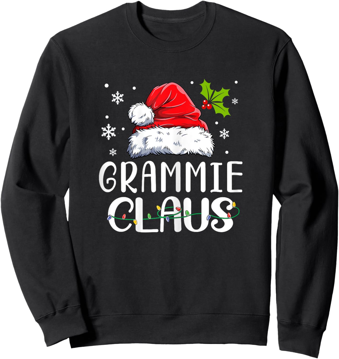 Matching Family Christmas Pajama Xmas Lights Grammie Claus Sweatshirt - Sweatshirt | Black