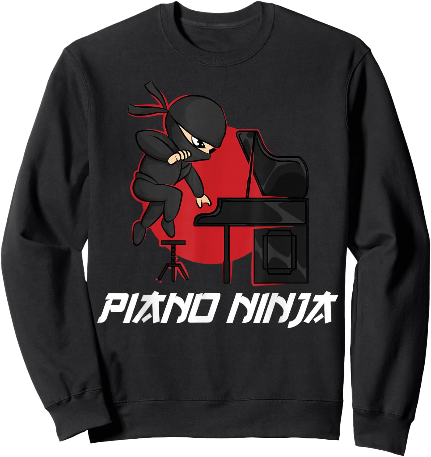 Funny Piano Player Gift Men Women Boys Girls Ninja Lovers Sweatshirt - Sweatshirt | Black