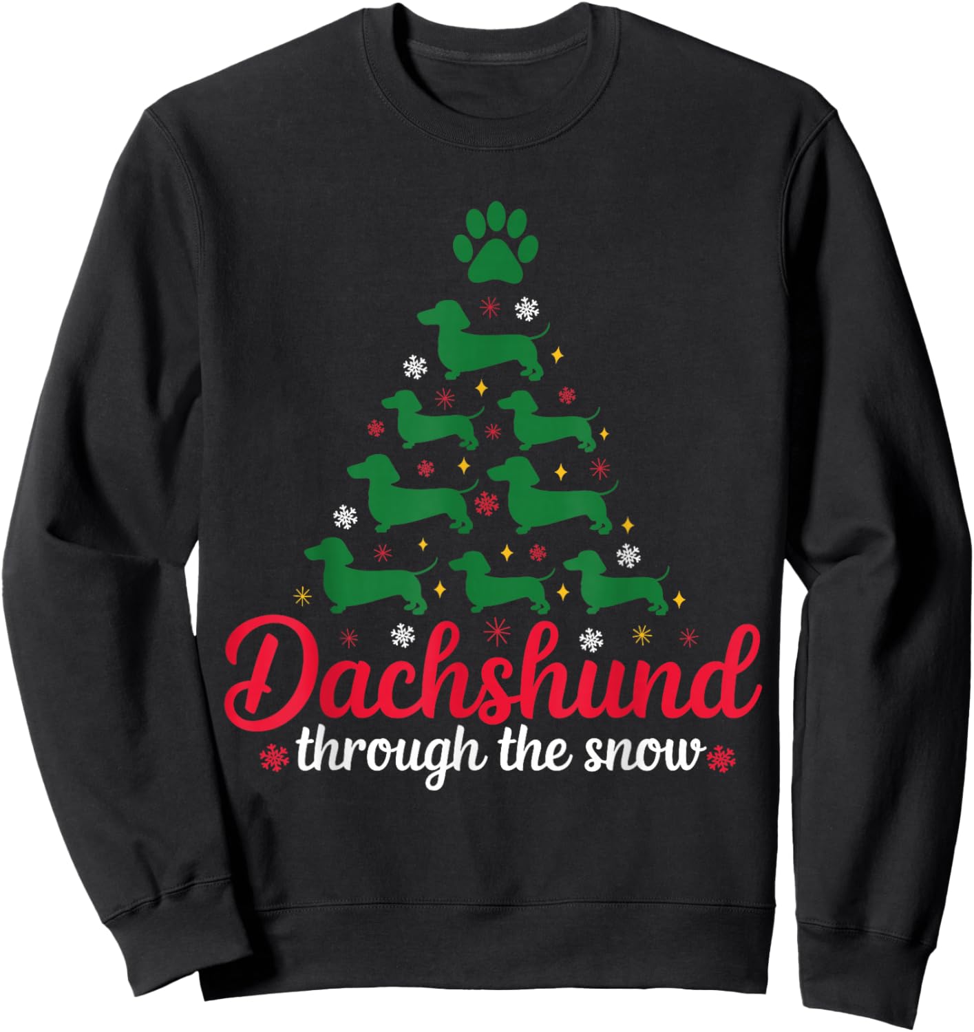 Funny Dachshund Christmas Dog tree Dachshund Xmas Sweatshirt - Sweatshirt | Black