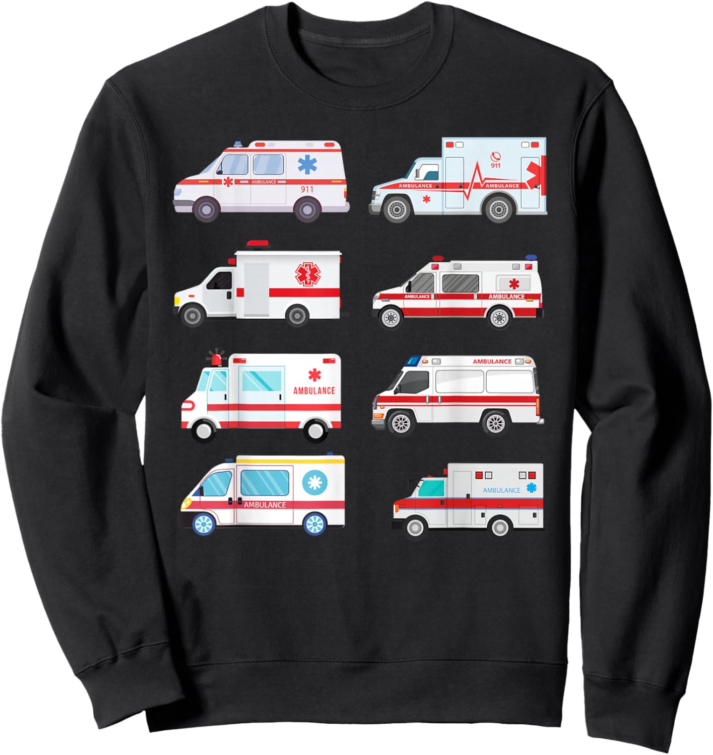 Ambulance Truck Birthday EMT for Boys Girls Toddlers Sweatshirt - Sweatshirt | Black
