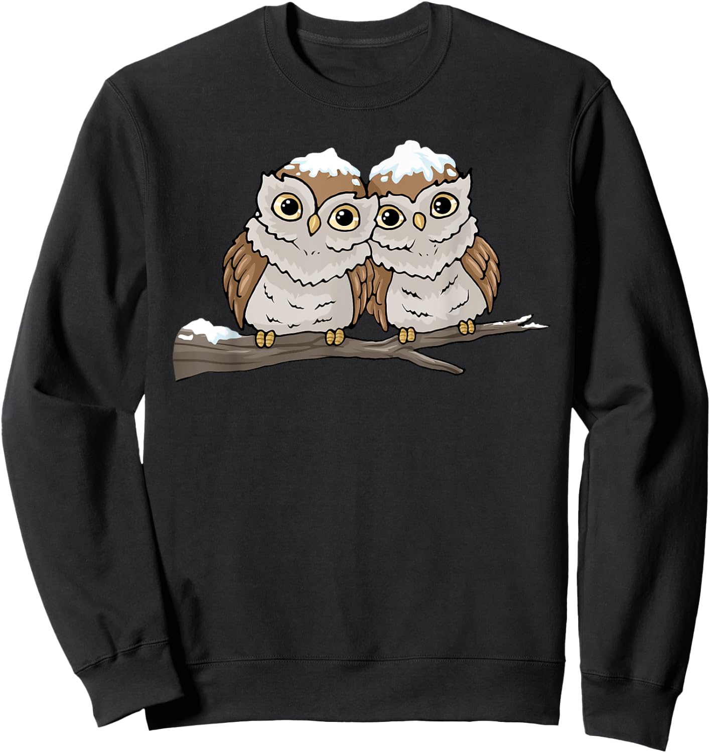 Christmas Owl Snow Bird Watching Gift Shirt Cute Owls Sweatshirt - Sweatshirt | Black