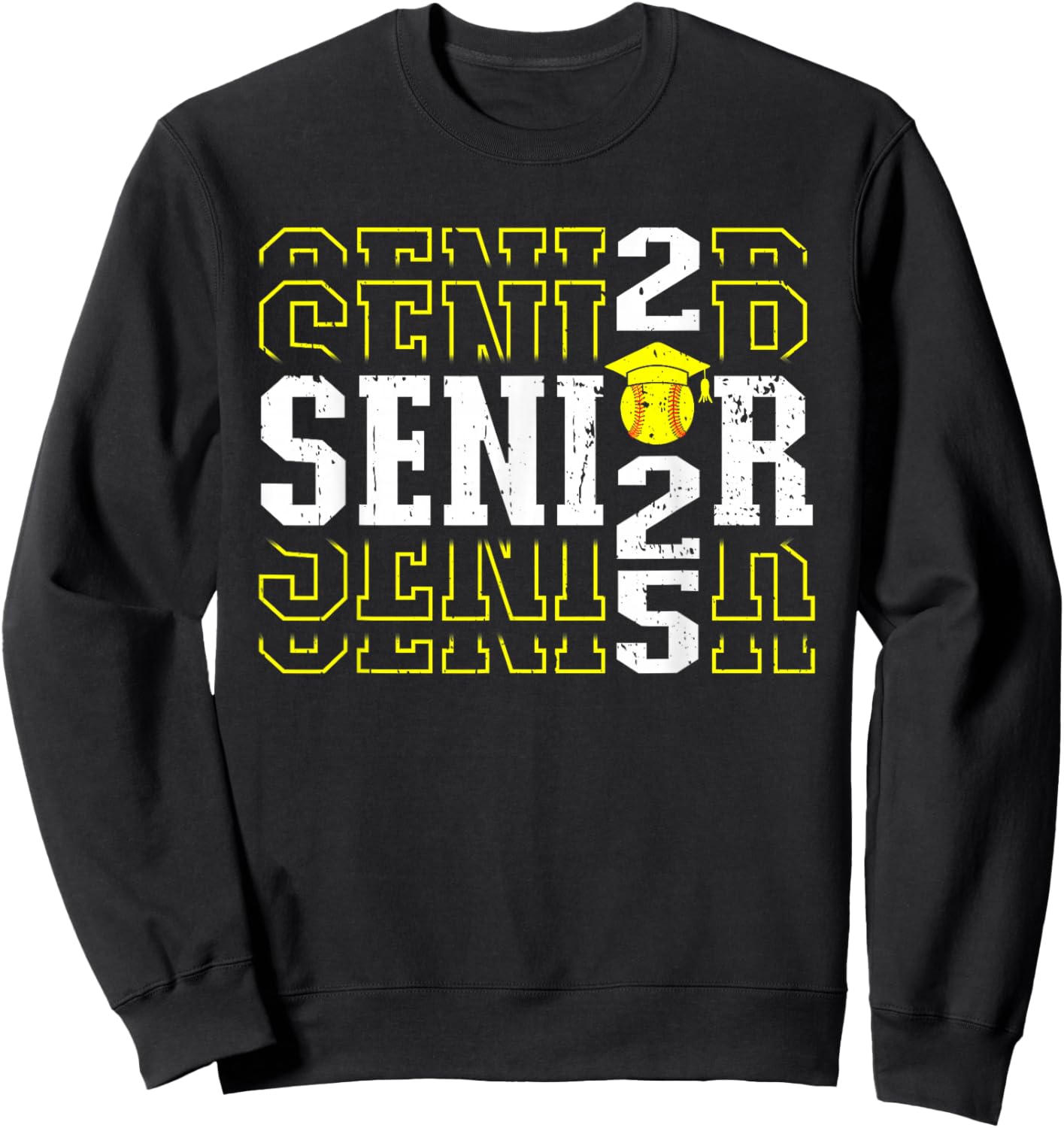 Senior 2025 Softball Class of 2025 Graduation Sweatshirt - Sweatshirt | Black