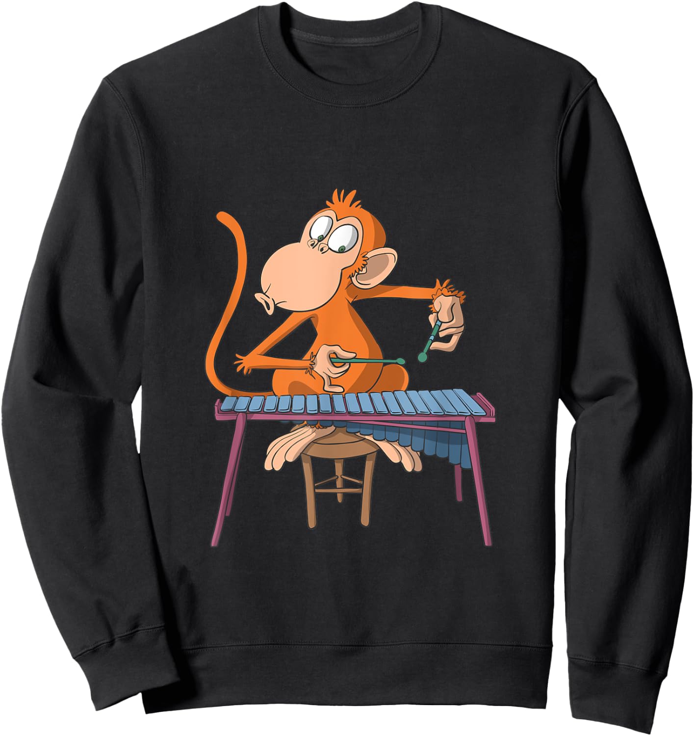 Monkey Plays Marimba Xylophone Sweatshirt - Sweatshirt | Black
