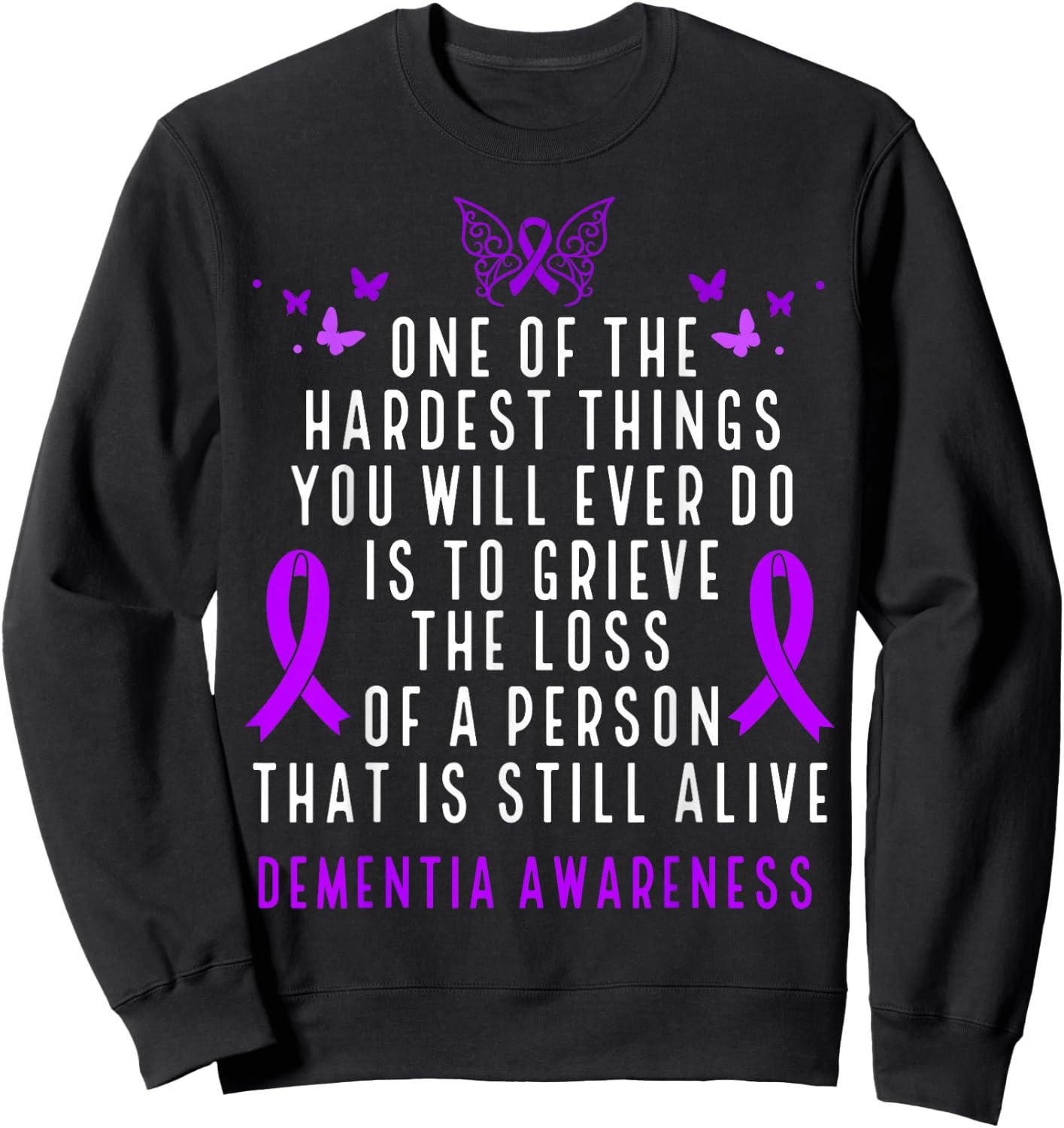 Dementia Awareness Month Butterfly Warrior Alzheimers Sweatshirt - Sweatshirt | Black