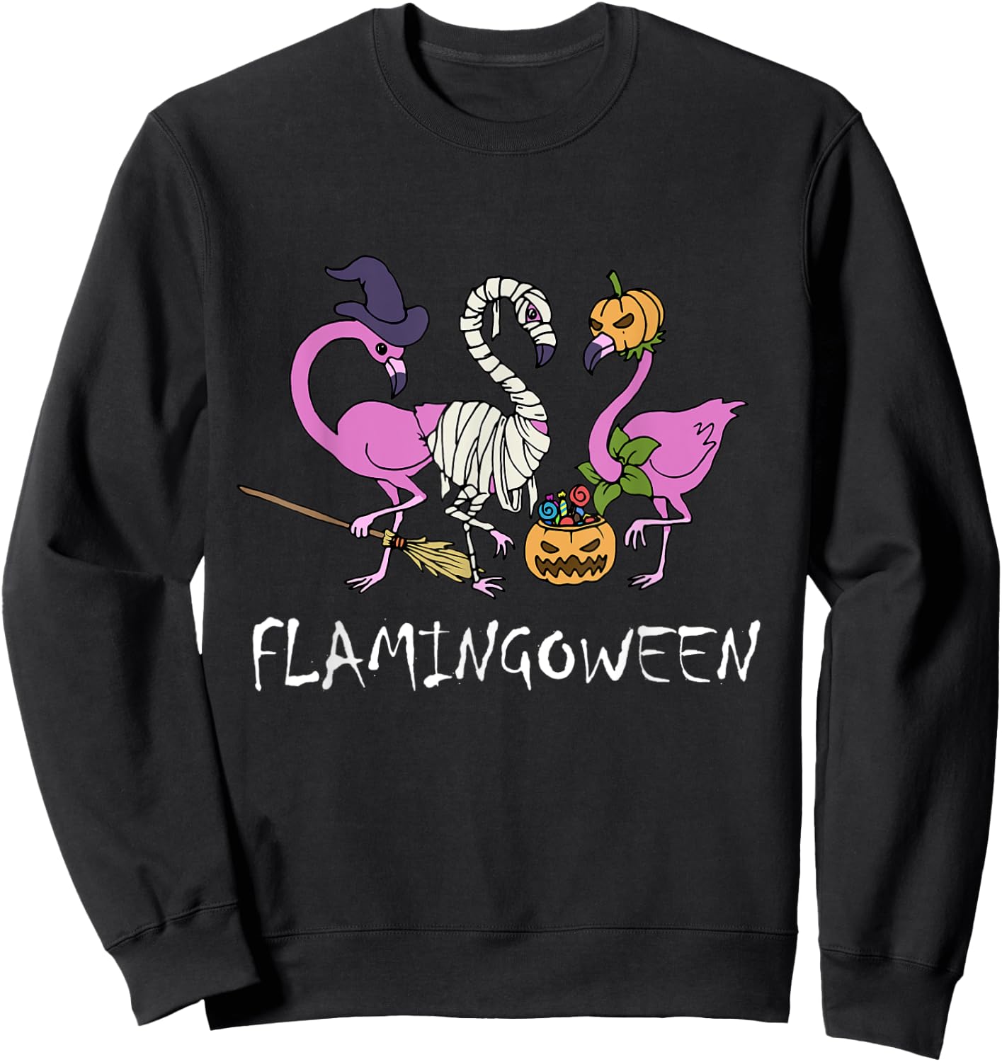 Flamingoween Halloween Funny Flamingo Sweatshirt - Sweatshirt | Black