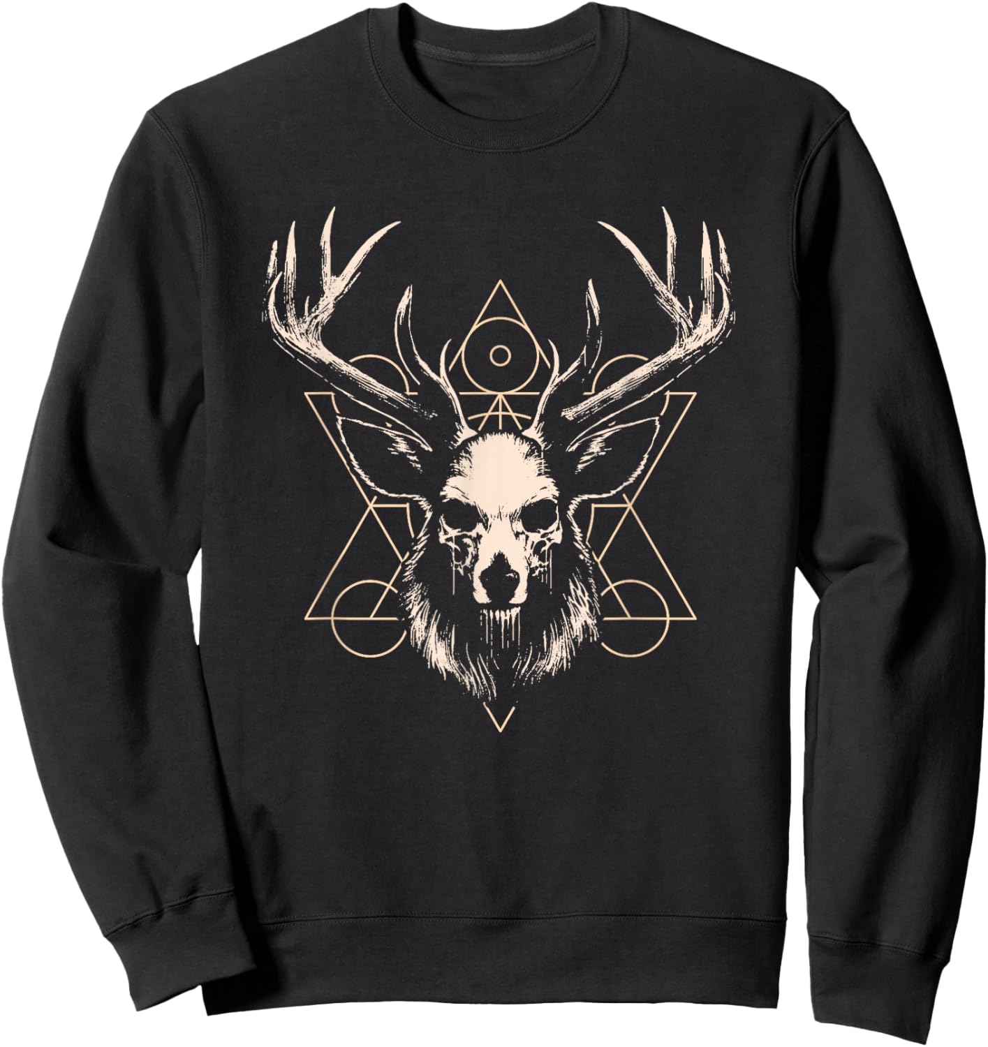 Unholy Deer Skull Design with Occult Symbols Sweatshirt - Sweatshirt | Black