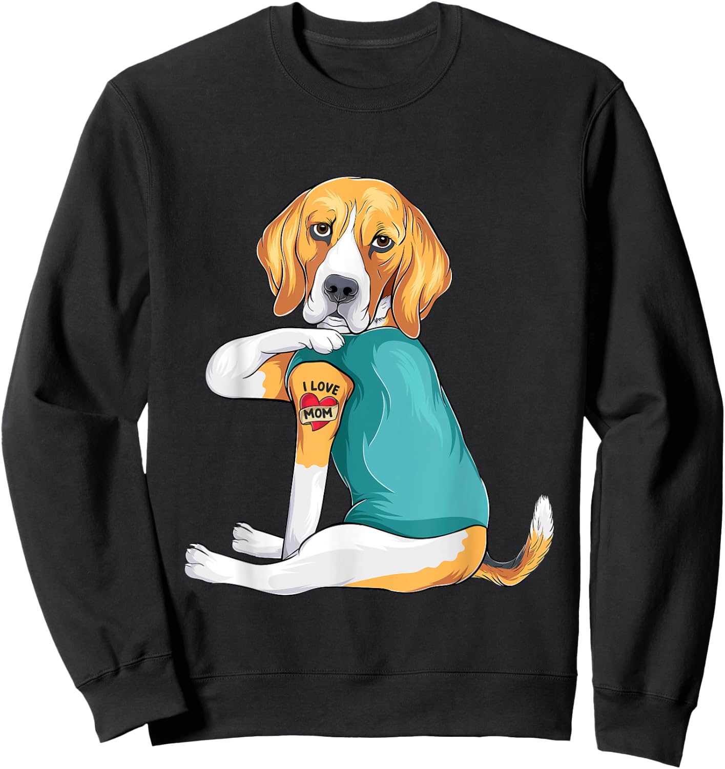 Mother's Day gift funny dog Mom Beagle i love mom tattoo Sweatshirt - Sweatshirt | Black
