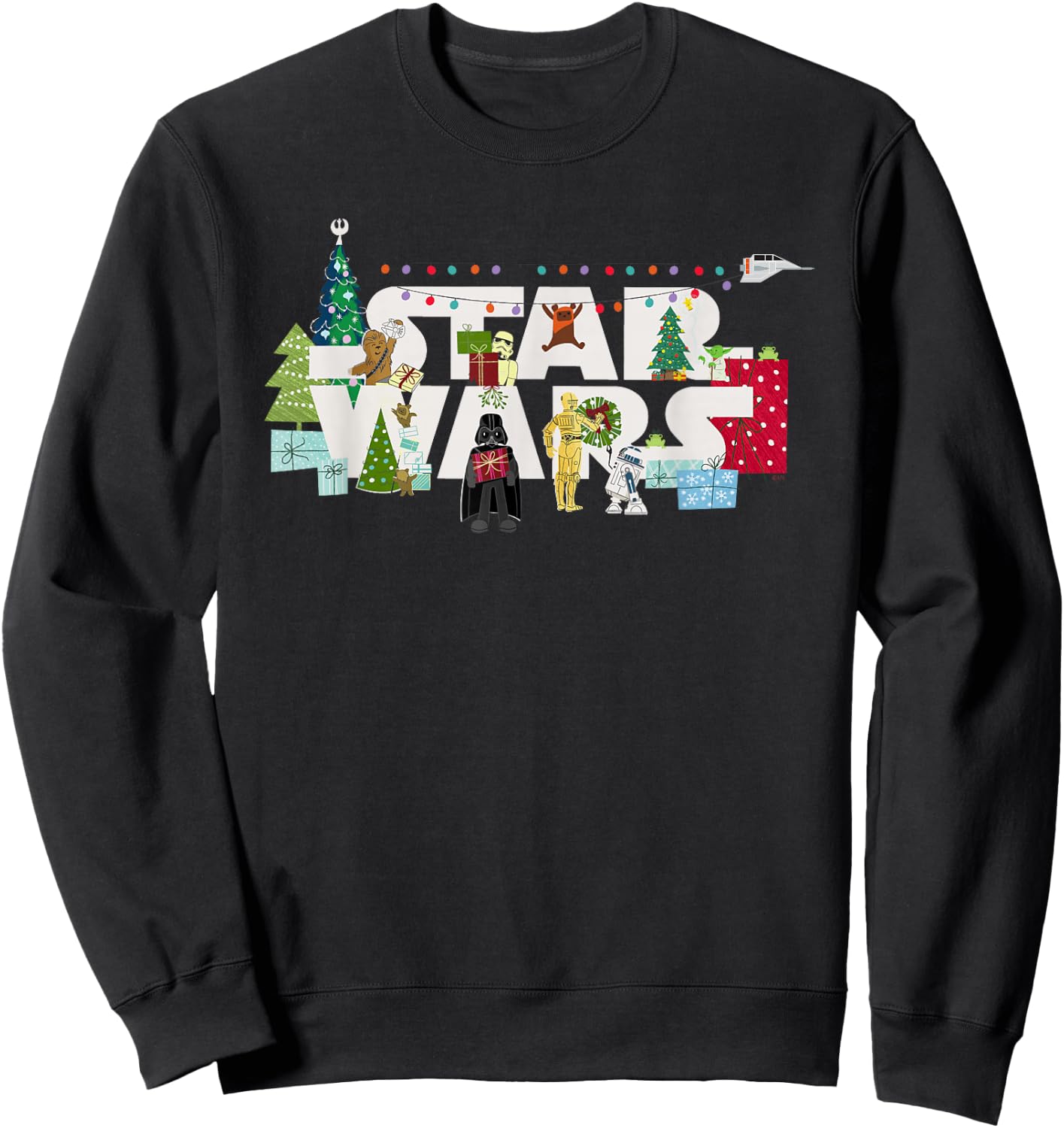 Star Wars Christmas Logo Holiday Celebration Sweatshirt - Sweatshirt | Black