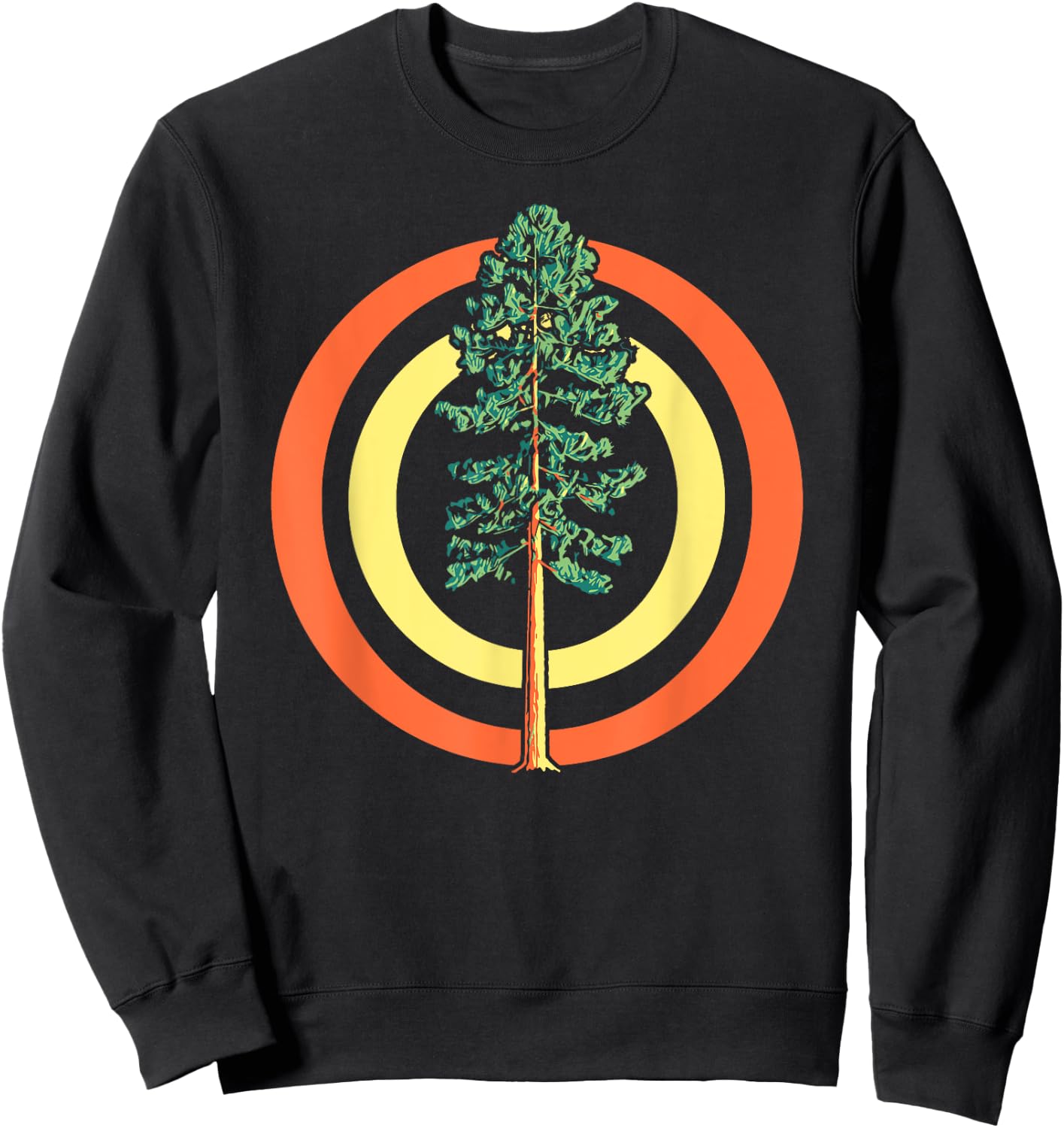 Retro Sun Minimalist Ponderosa Pine Tree Vintage Graphic Sweatshirt - Sweatshirt | Black