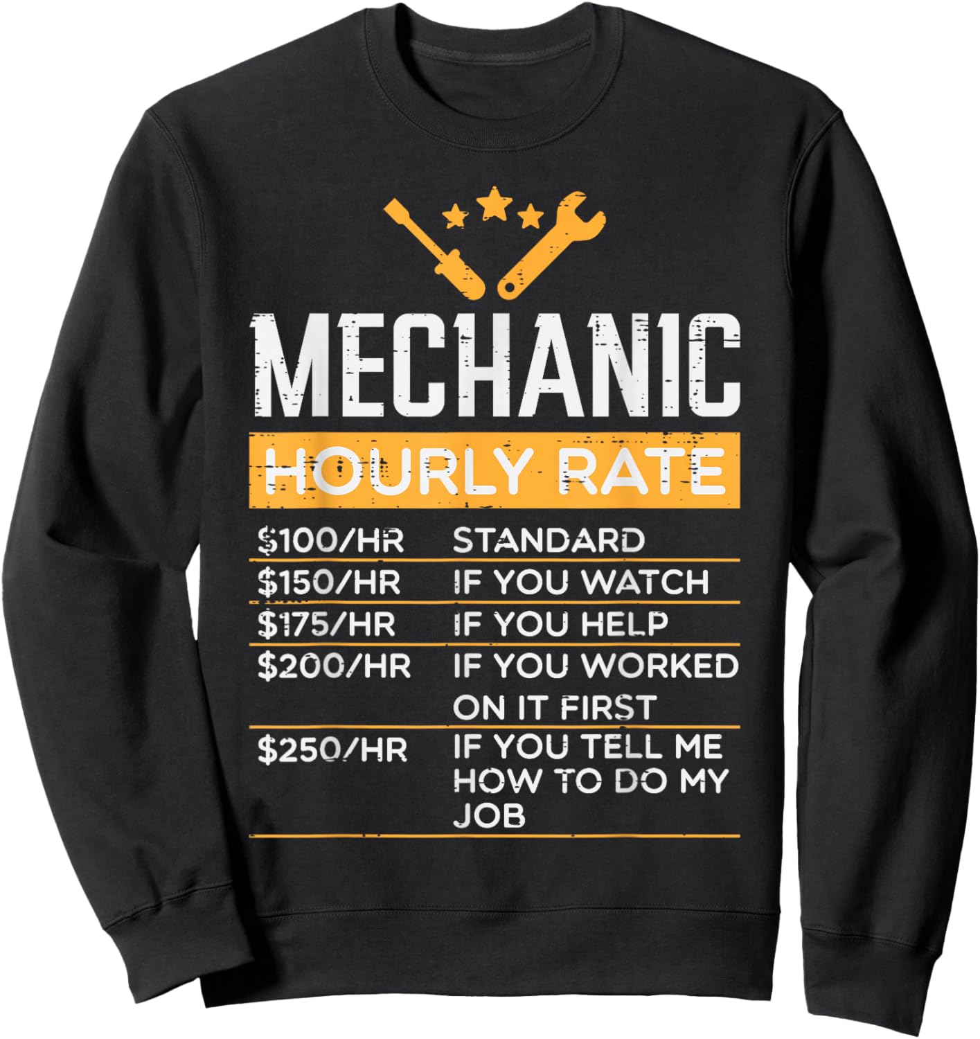 Mechanic Hourly Rate Funny Labor Rates Men Women Kids Boys Sweatshirt - Sweatshirt | Black