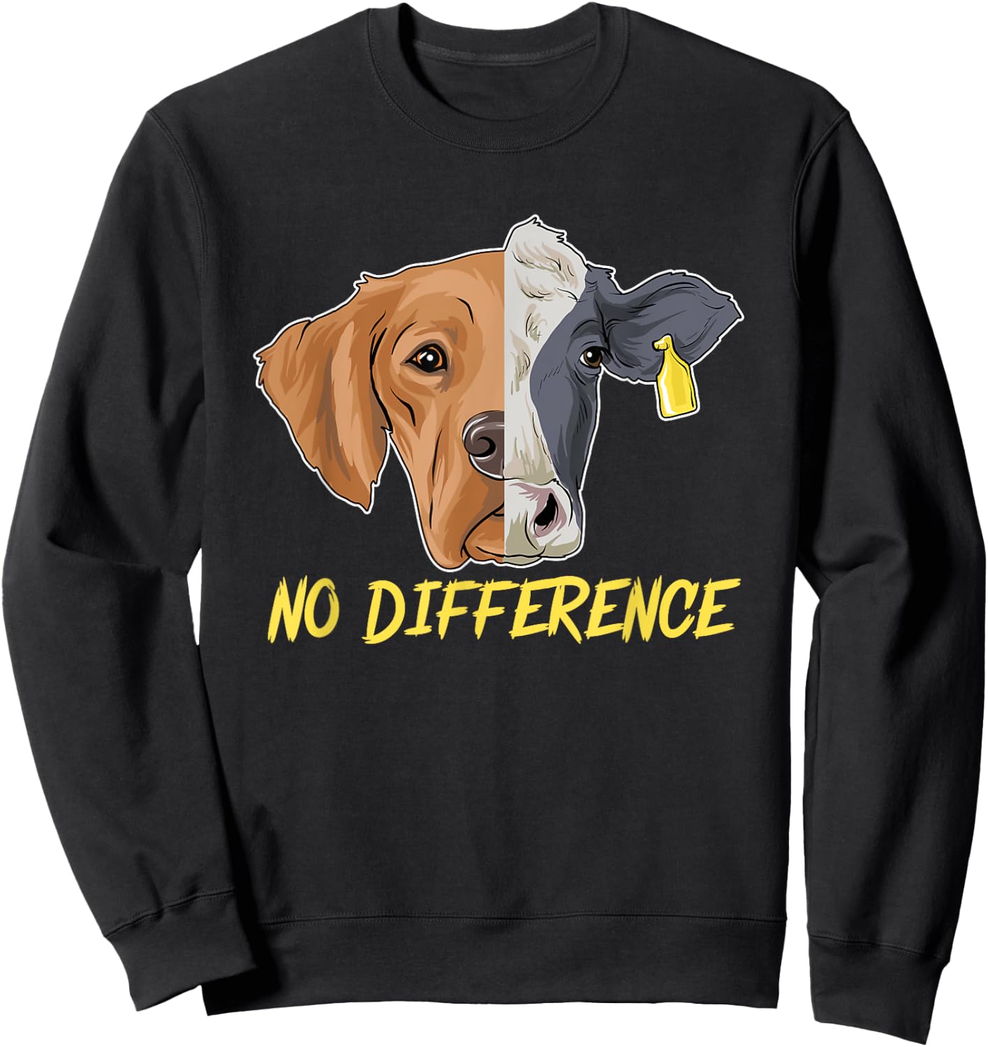No Difference Vegan Vegetarian Gift Cow Dog Animal Lover Women Girls Kids Sweatshirt - Sweatshirt | Black