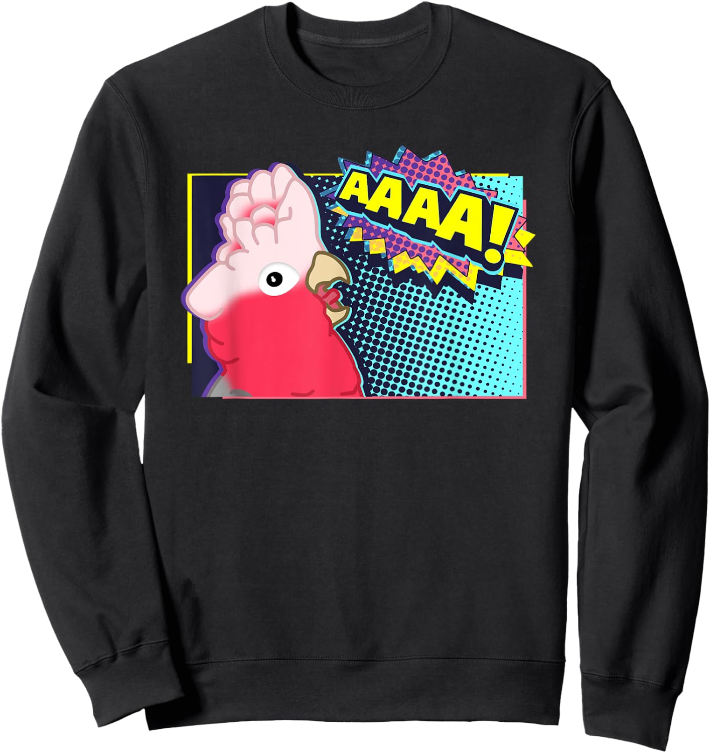 Screaming Galah Cockatoo Comic, Birb Memes, Funny parrot Sweatshirt - Sweatshirt | Black