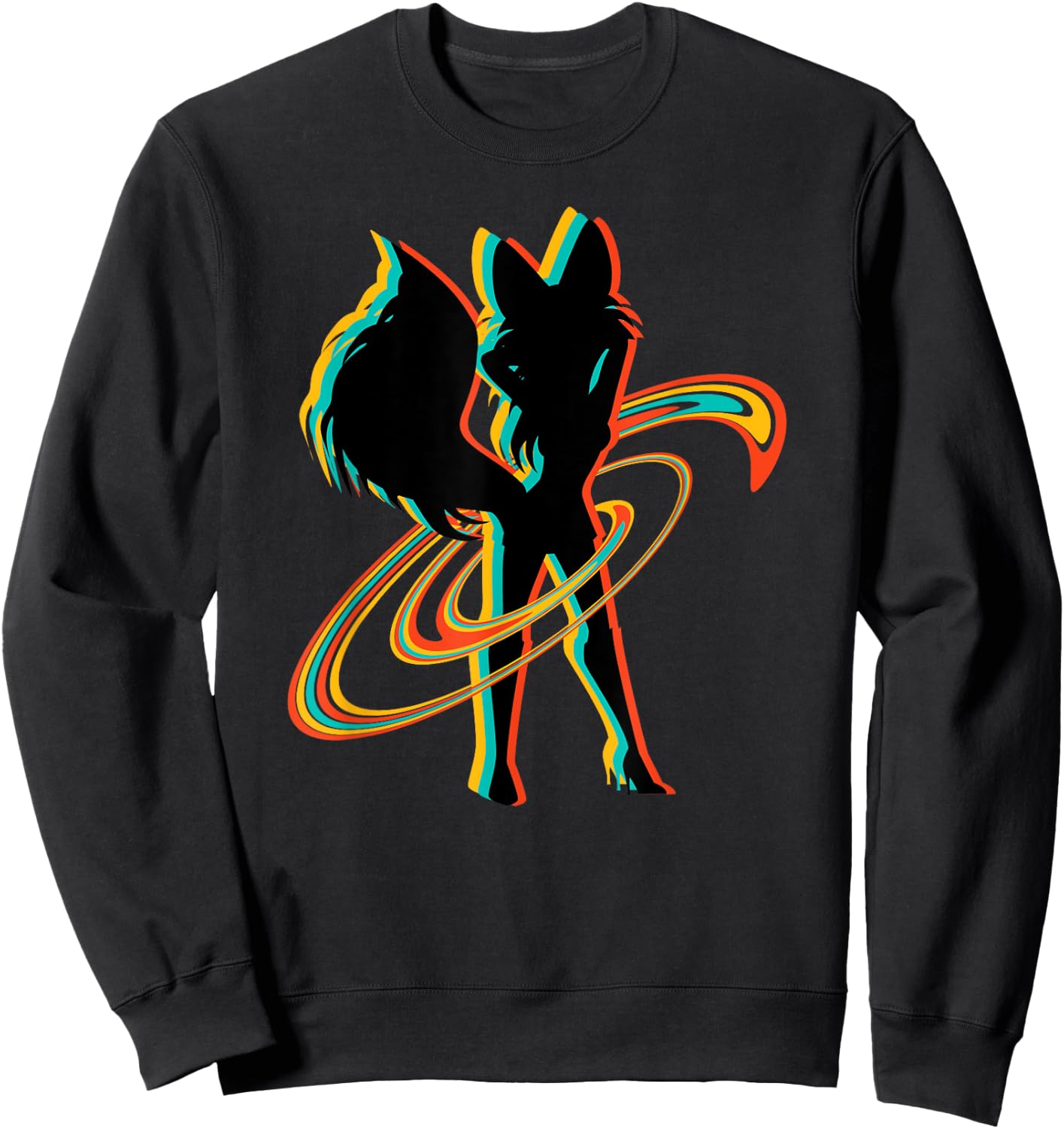Retro Sexy Fox Anthropomorphic Furry Fandom Cosplay Fursona Sweatshirt - Sweatshirt | Black