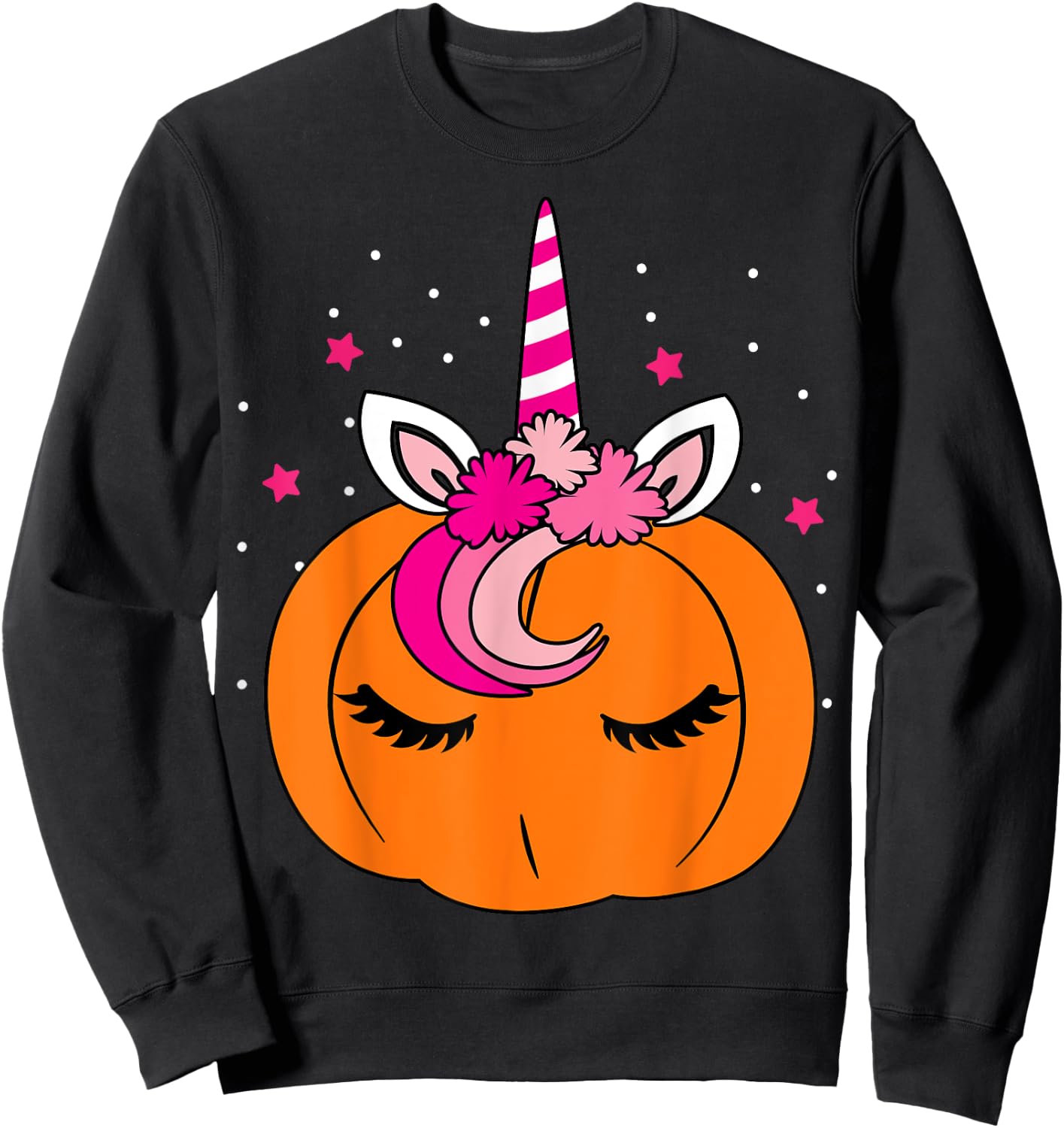 Cute Pumpkin Unicorn Face Costume Easy Halloween Gifts Sweatshirt - Sweatshirt | Black