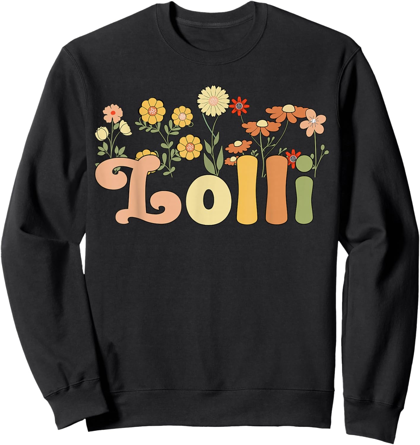 Groovy Lolli Grandmother Flowers Lolli Grandma Sweatshirt - Sweatshirt | Black