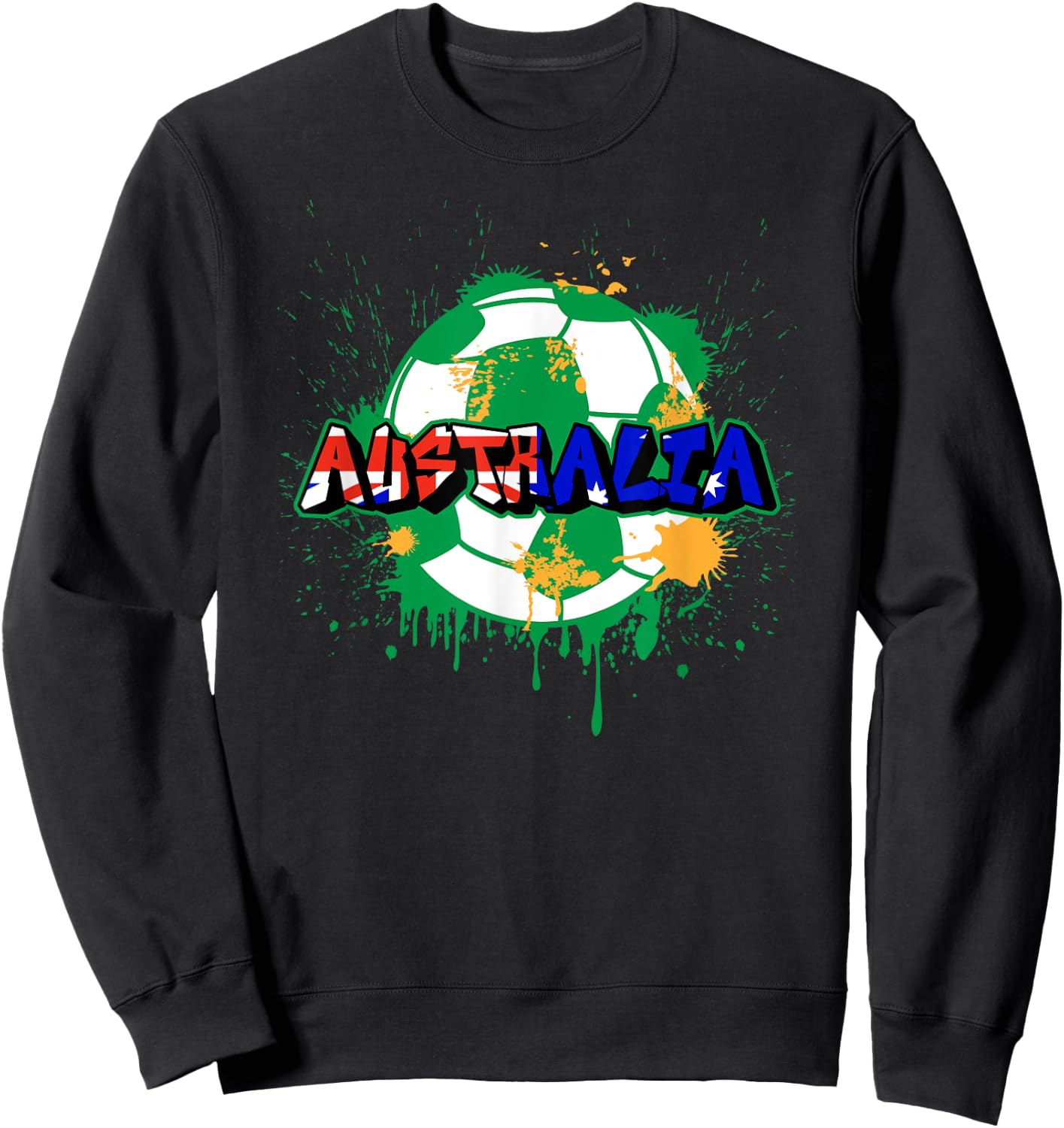 Australia Soccer Street Art Splatter Australian Flag Sweatshirt - Sweatshirt | Black