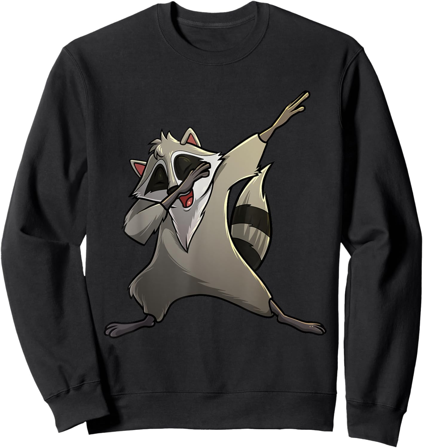 Funny Raccoon Gift Kids Men Women Cool Dabbing Animal Sweatshirt - Sweatshirt | Black