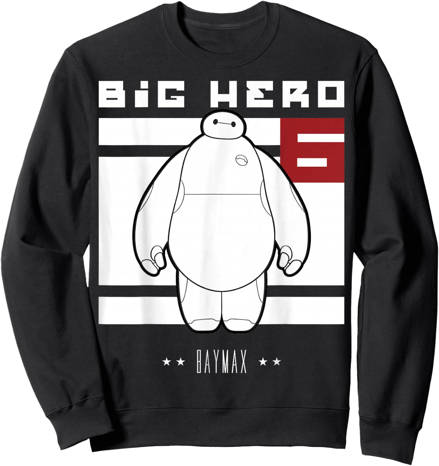 Disney Big Hero 6 Baymax All White Flag Poster Sweatshirt - Sweatshirt | Black