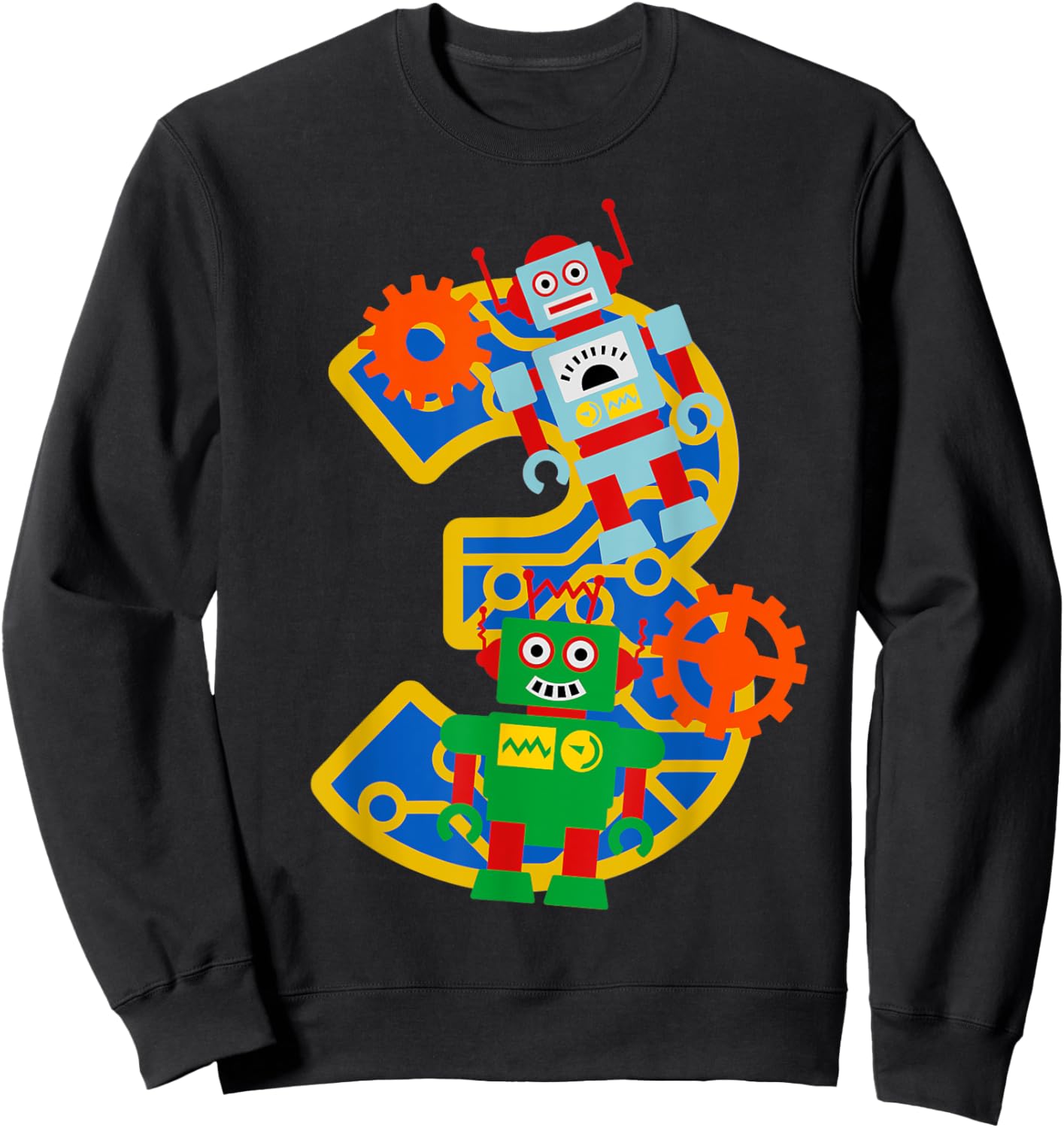 3rd Birthday Boy 3 Year Old Little Robot Robotics Engineer Sweatshirt - Sweatshirt | Black