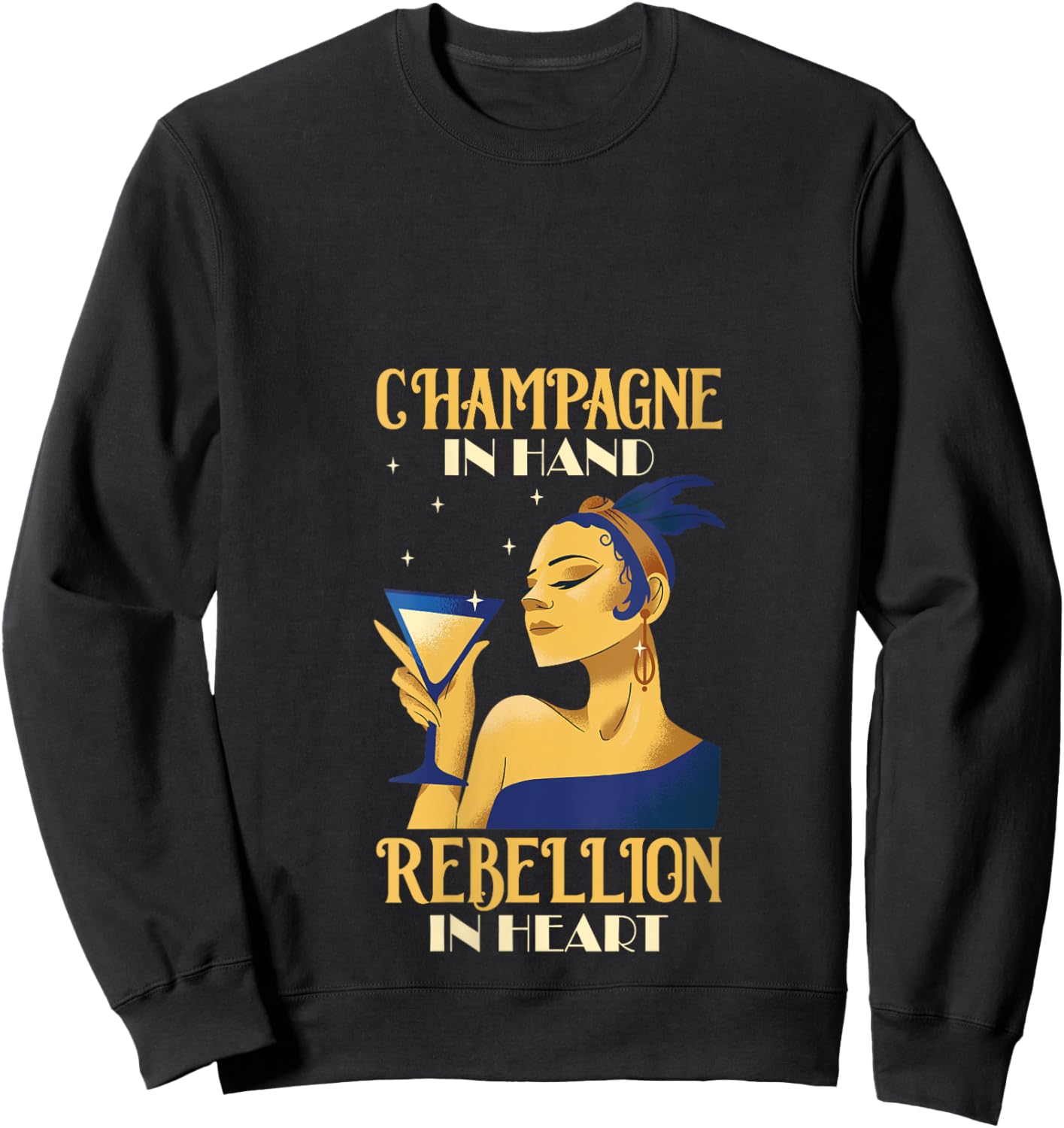 20s Themed Party Outfits Roaring 20s Flapper Dress Girl V-Neck Sweatshirt - Sweatshirt | Black