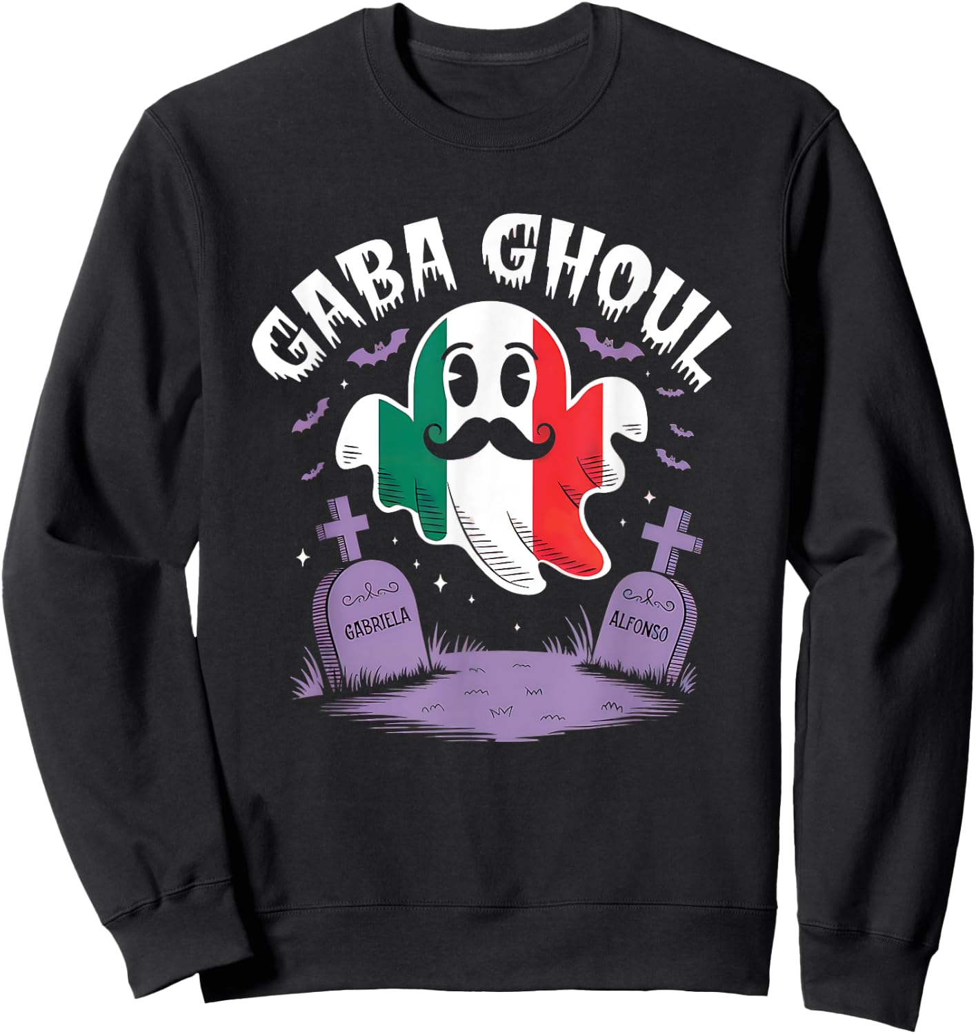 Halloween Graveyard Gaba Ghoul Ghost Funny Italian Gabagool Sweatshirt - Sweatshirt | Black
