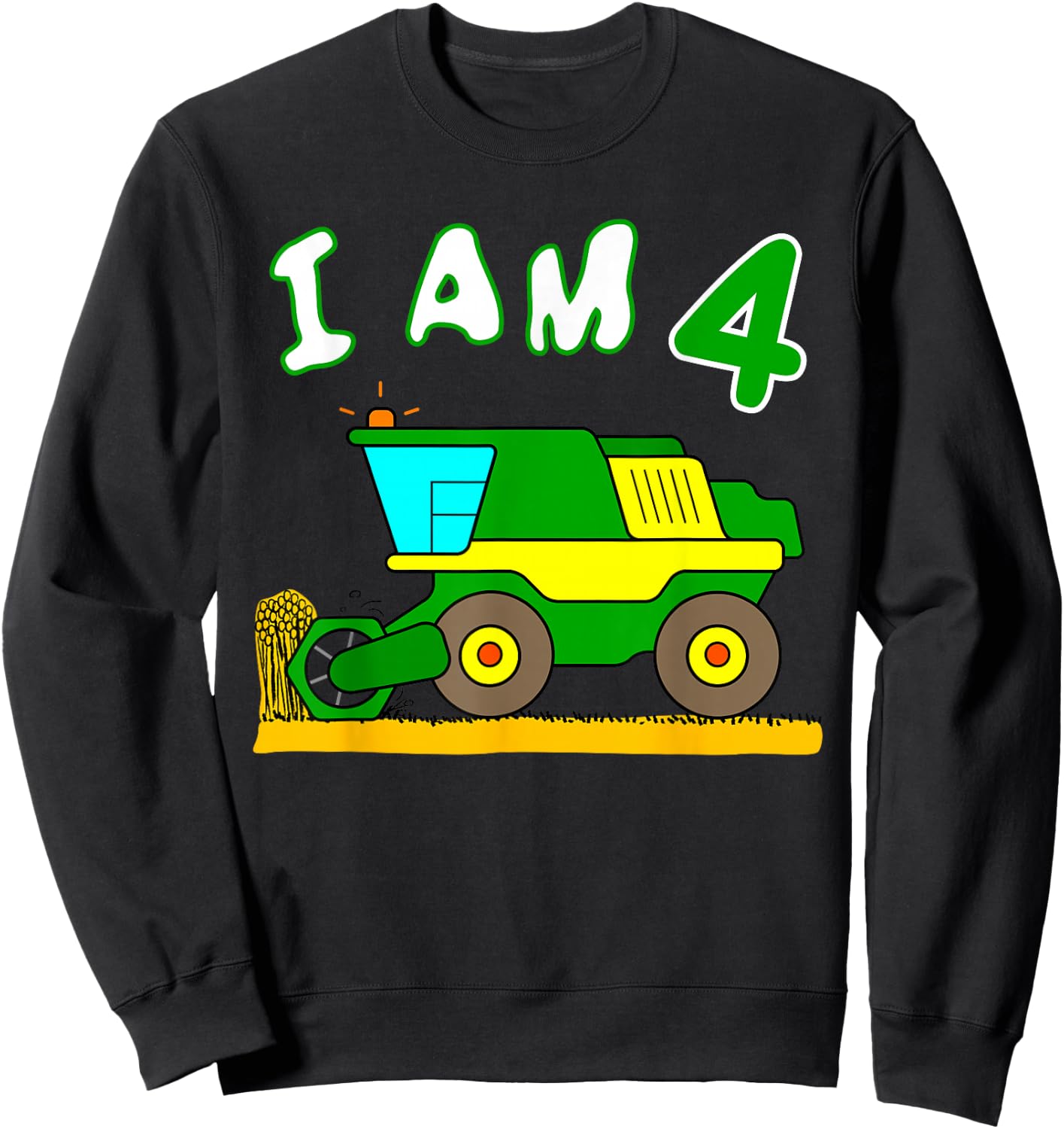 Combine Harvester Birthday 4 Year Sweatshirt - Sweatshirt | Black