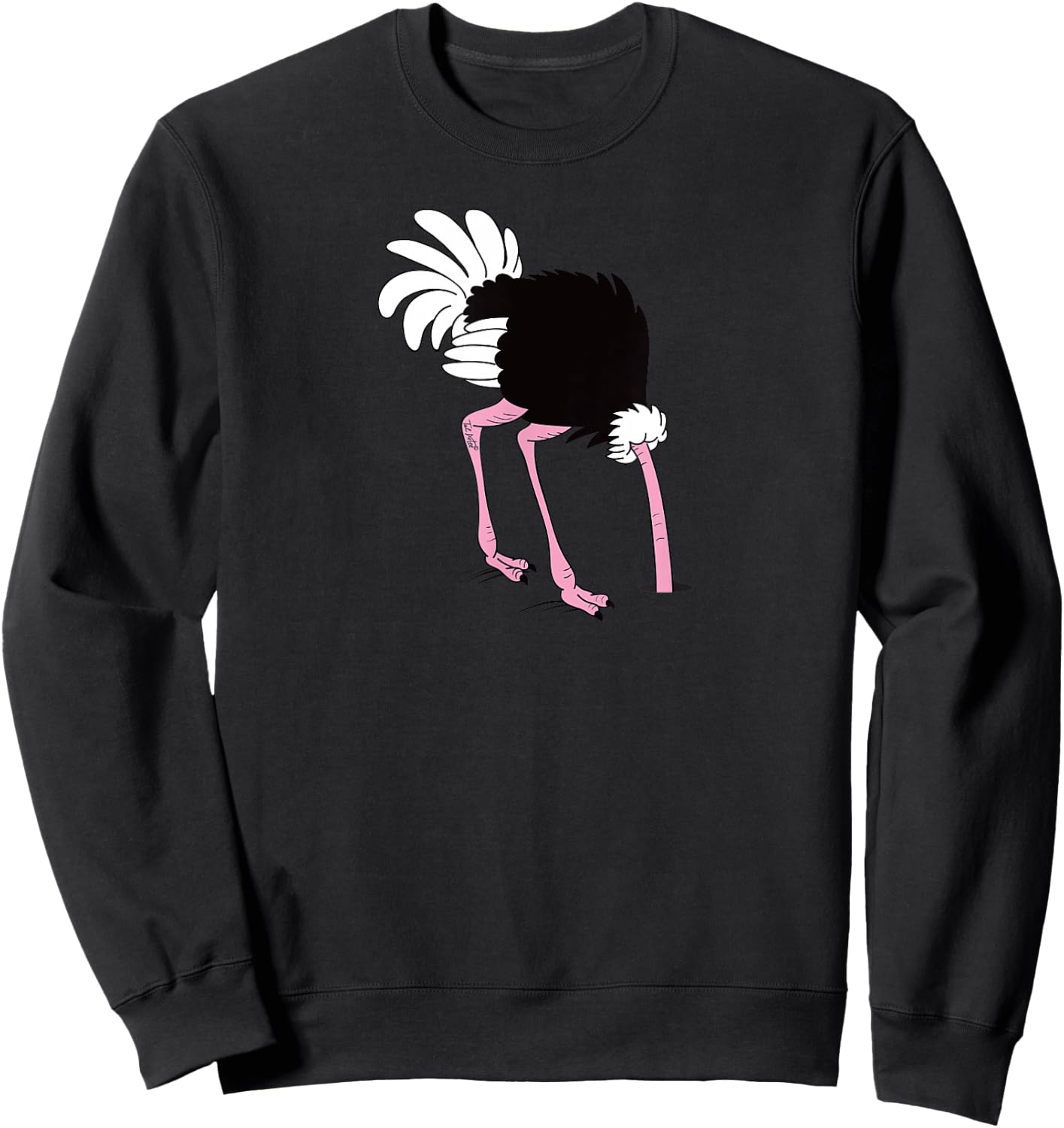 Funny Cute Ostrich Hiding Head in sand Cartoon Sweatshirt - Sweatshirt | Black