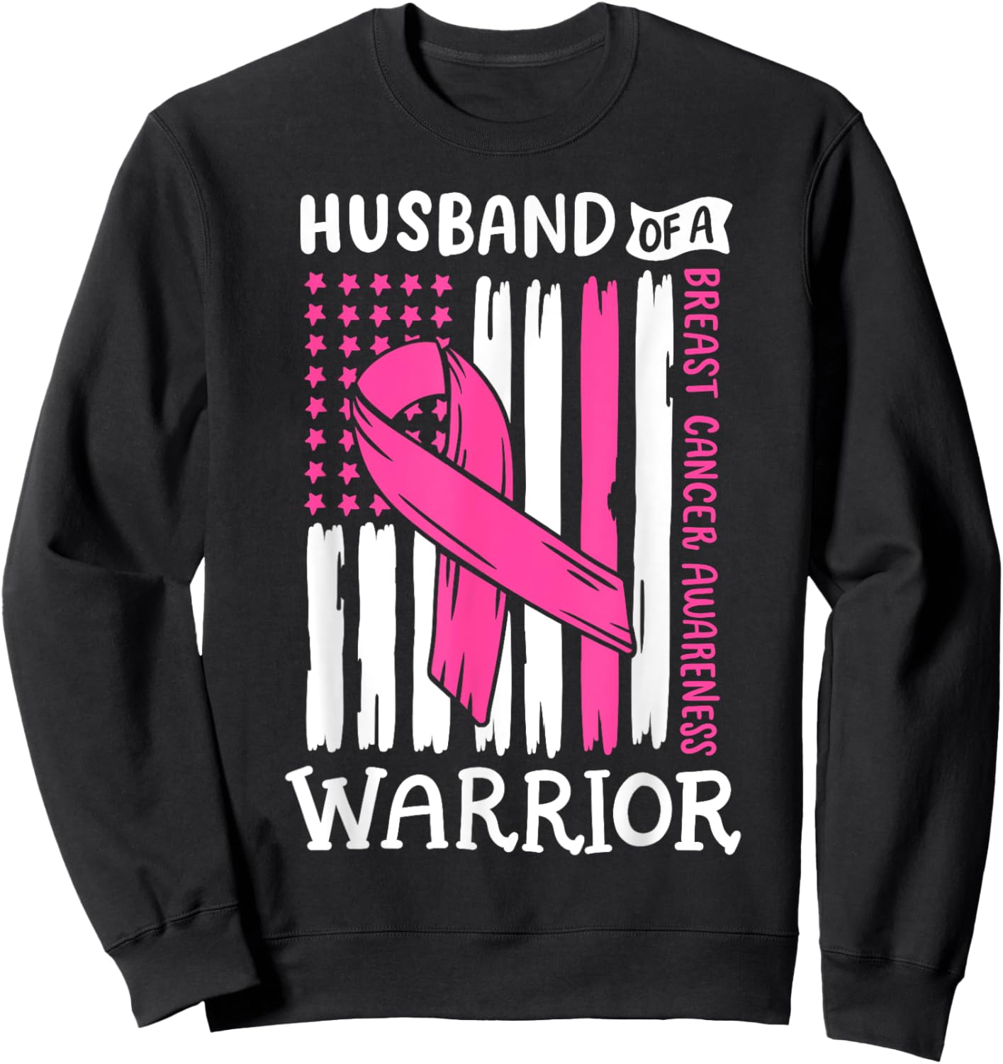 Breast Cancer Awareness Husband of A Warrior Support Squad Sweatshirt - Sweatshirt | Black