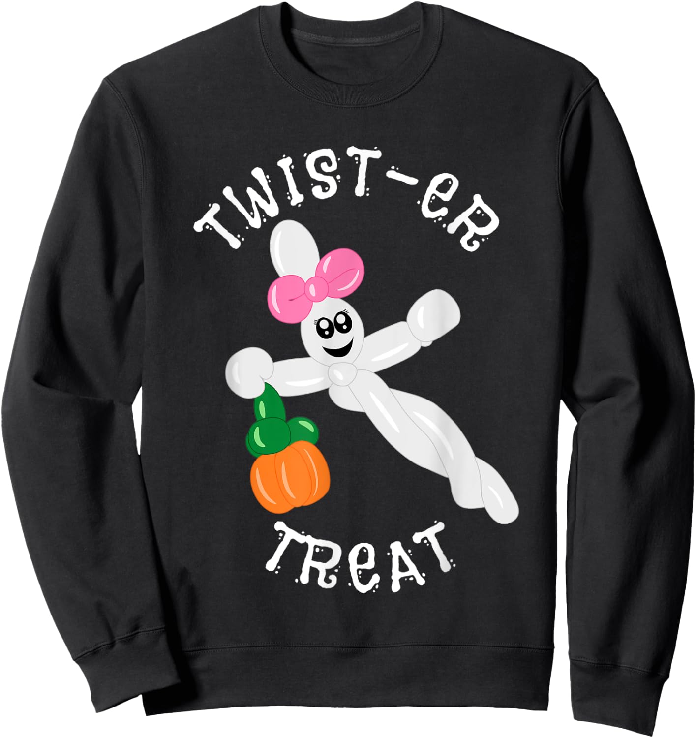 Balloon Animal Twister Treat Halloween Ghost Pumpkin Sweatshirt - Sweatshirt | Black