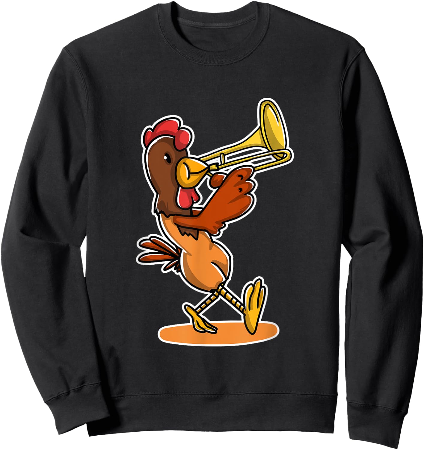 Funny Chicken Playing Trumpet Lover Gift Trumpeter Gifts Sweatshirt - Sweatshirt | Black
