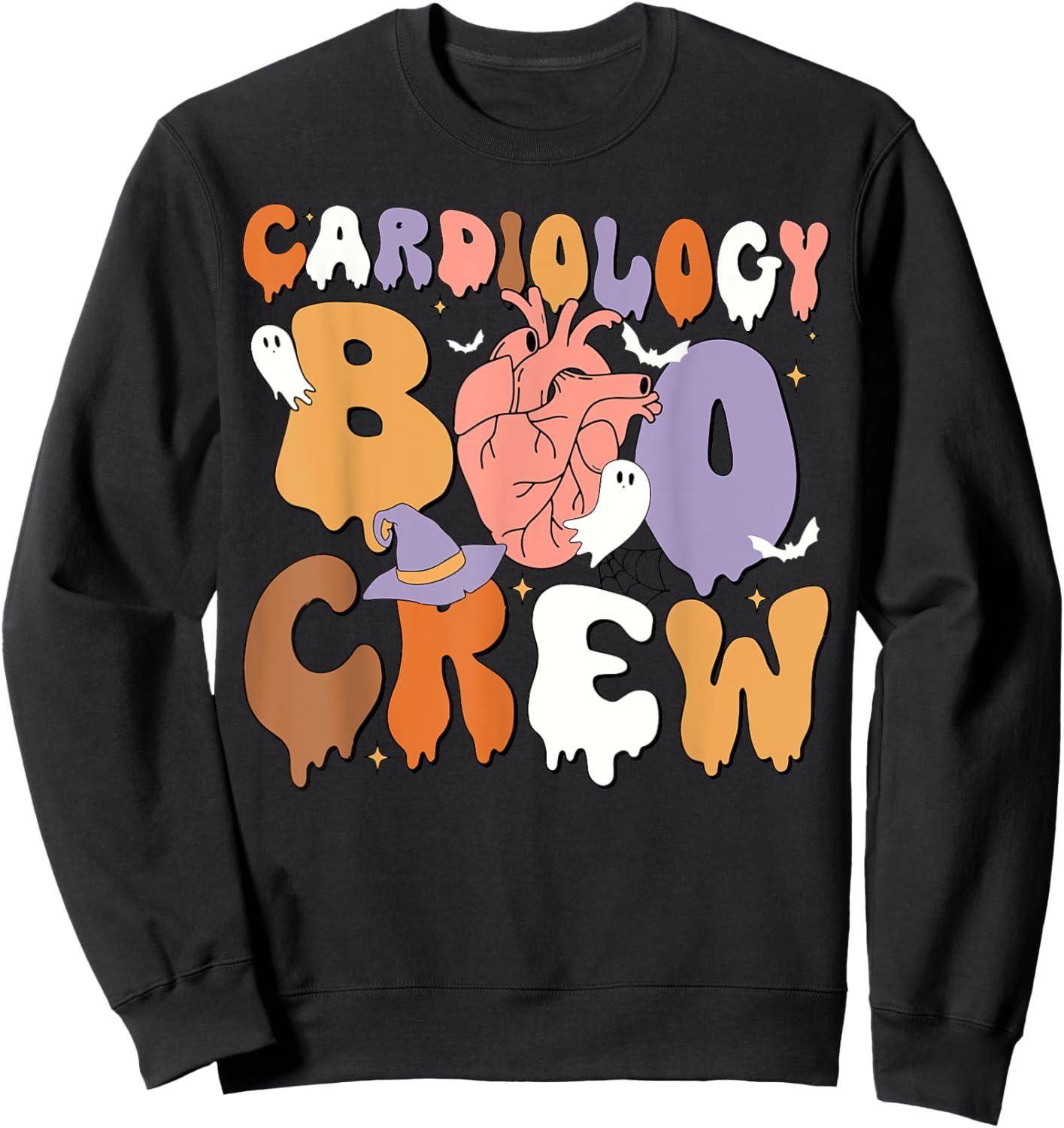 Retro Cardiology Boo Crew CVICU Cardiac Nurse Halloween Sweatshirt - Sweatshirt | Black