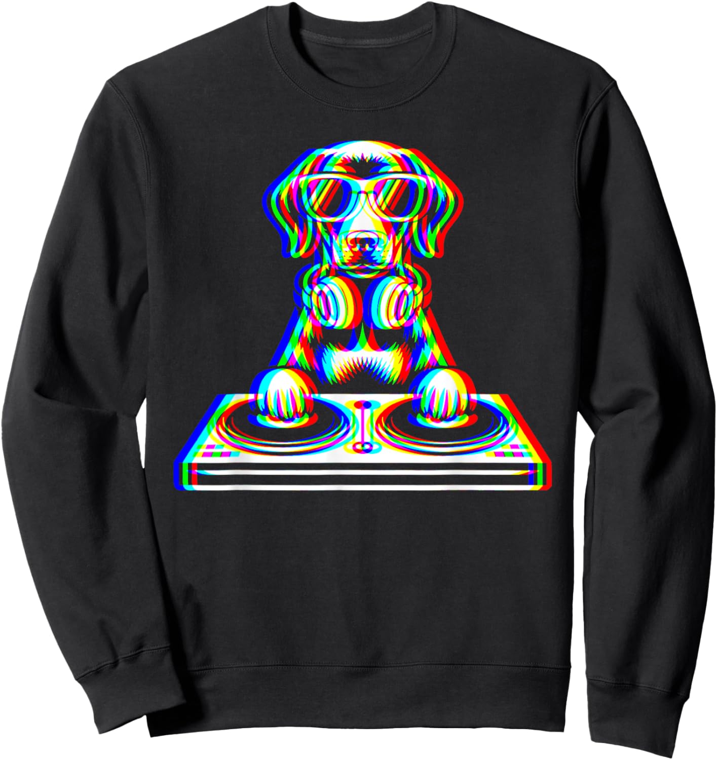 Funny German Shorthaired Pointer DJ Glitch Rave EDM Music Sweatshirt - Sweatshirt | Black