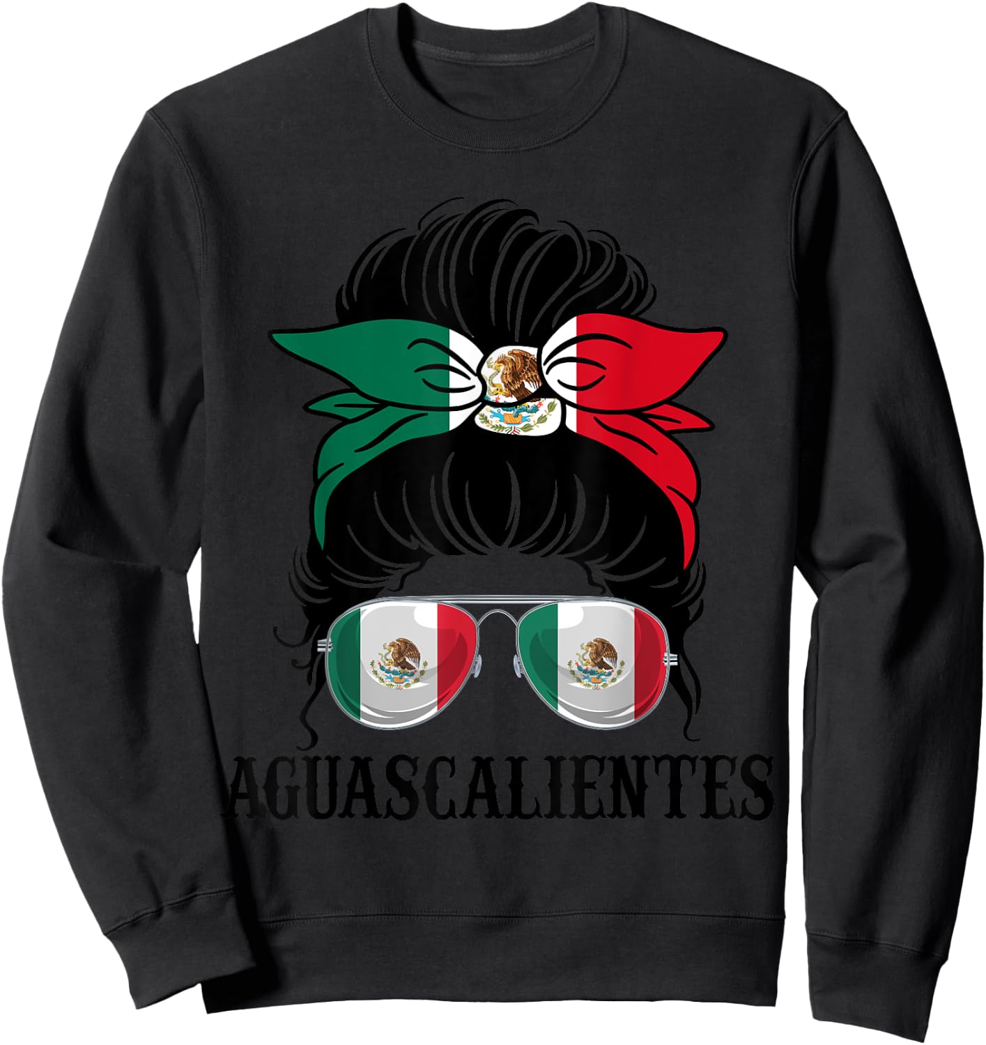Aguascalientes Mexico Pride Mexican Flag State Sweatshirt - Sweatshirt | Black
