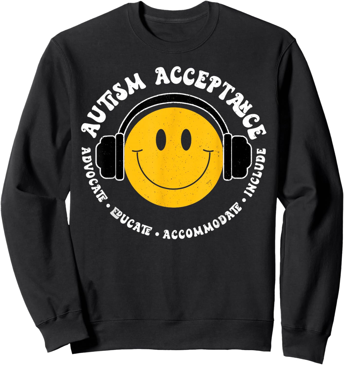 Autism Awareness Acceptance Smile Face Funny Kids Boys Sweatshirt - Sweatshirt | Black