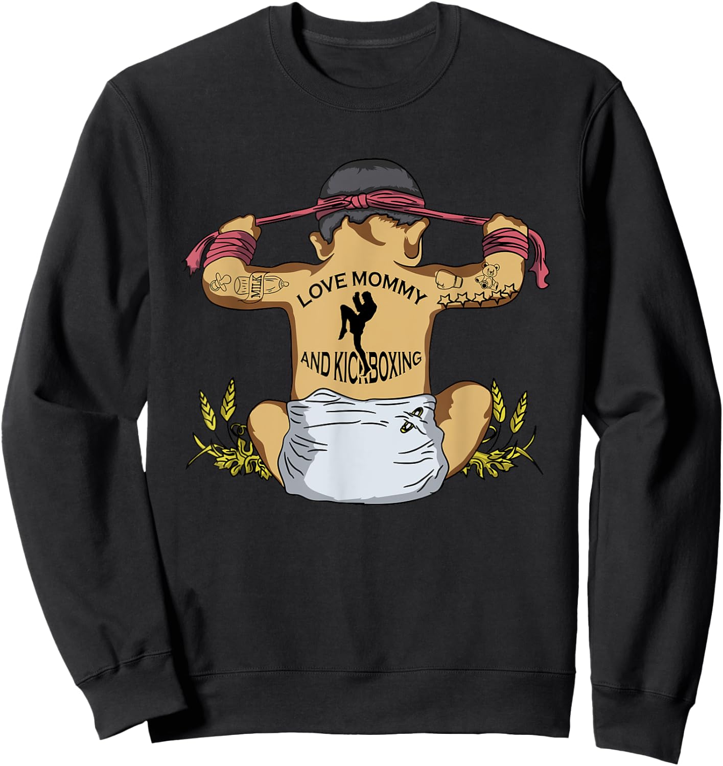 Kickboxing Muay Thai Training Fitness Baby Love Mommy Gift Sweatshirt - Sweatshirt | Black