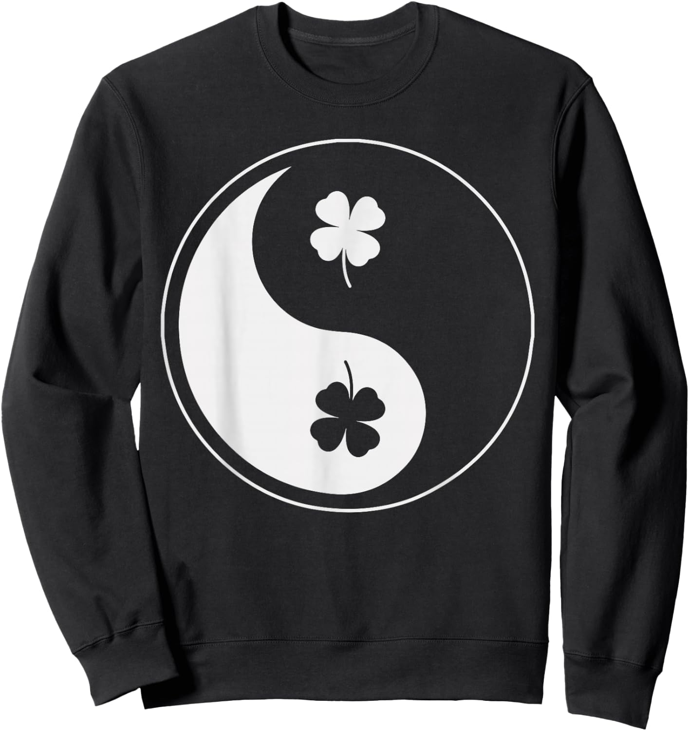 Shamrock Yin Yang Shirt Yoga Meditation St Patricks Day Sweatshirt - Sweatshirt | Black