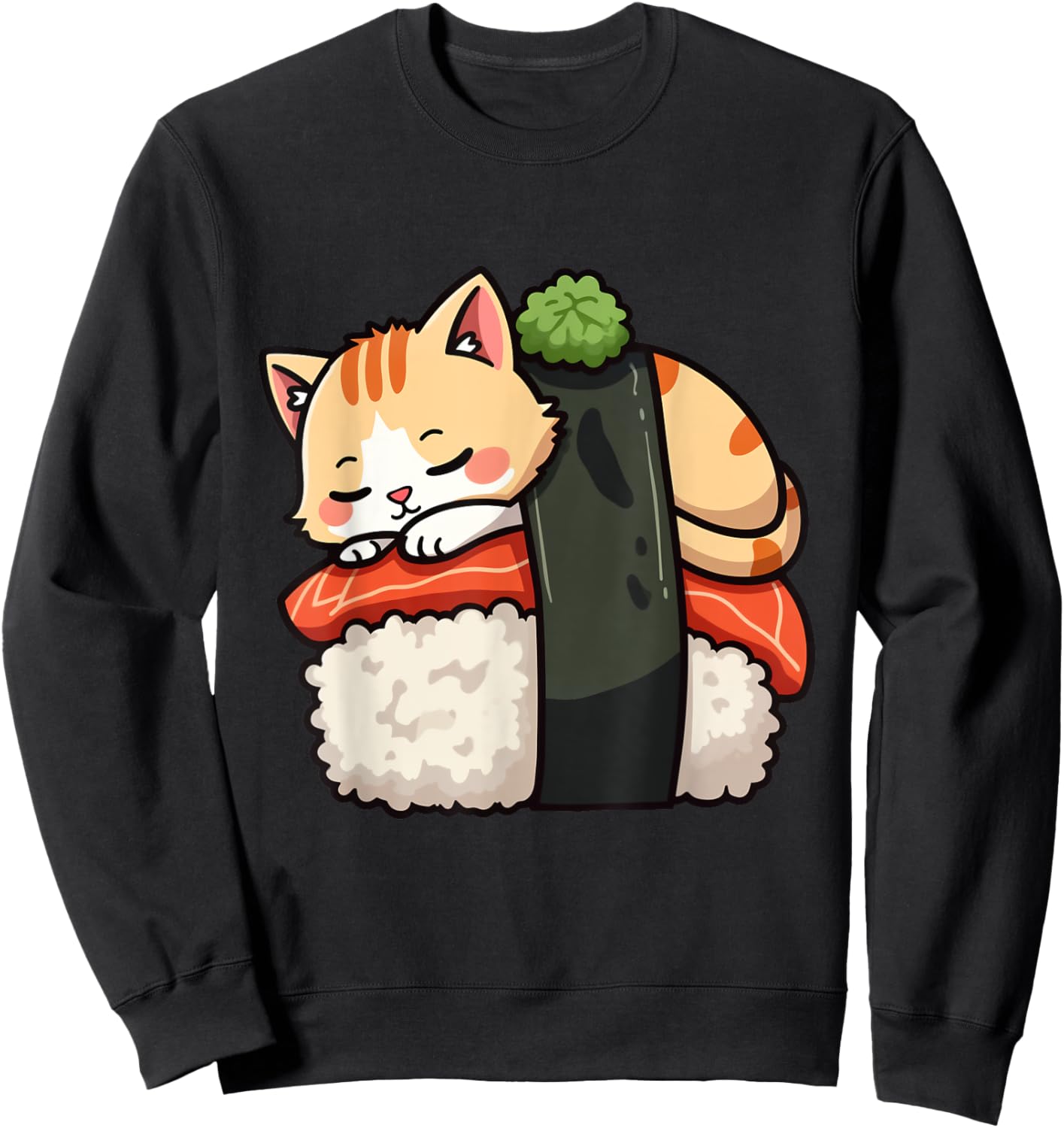 Cute Sushi Kawaii Cat Anime Neko Japanese for Girls Boys Sweatshirt - Sweatshirt | Black