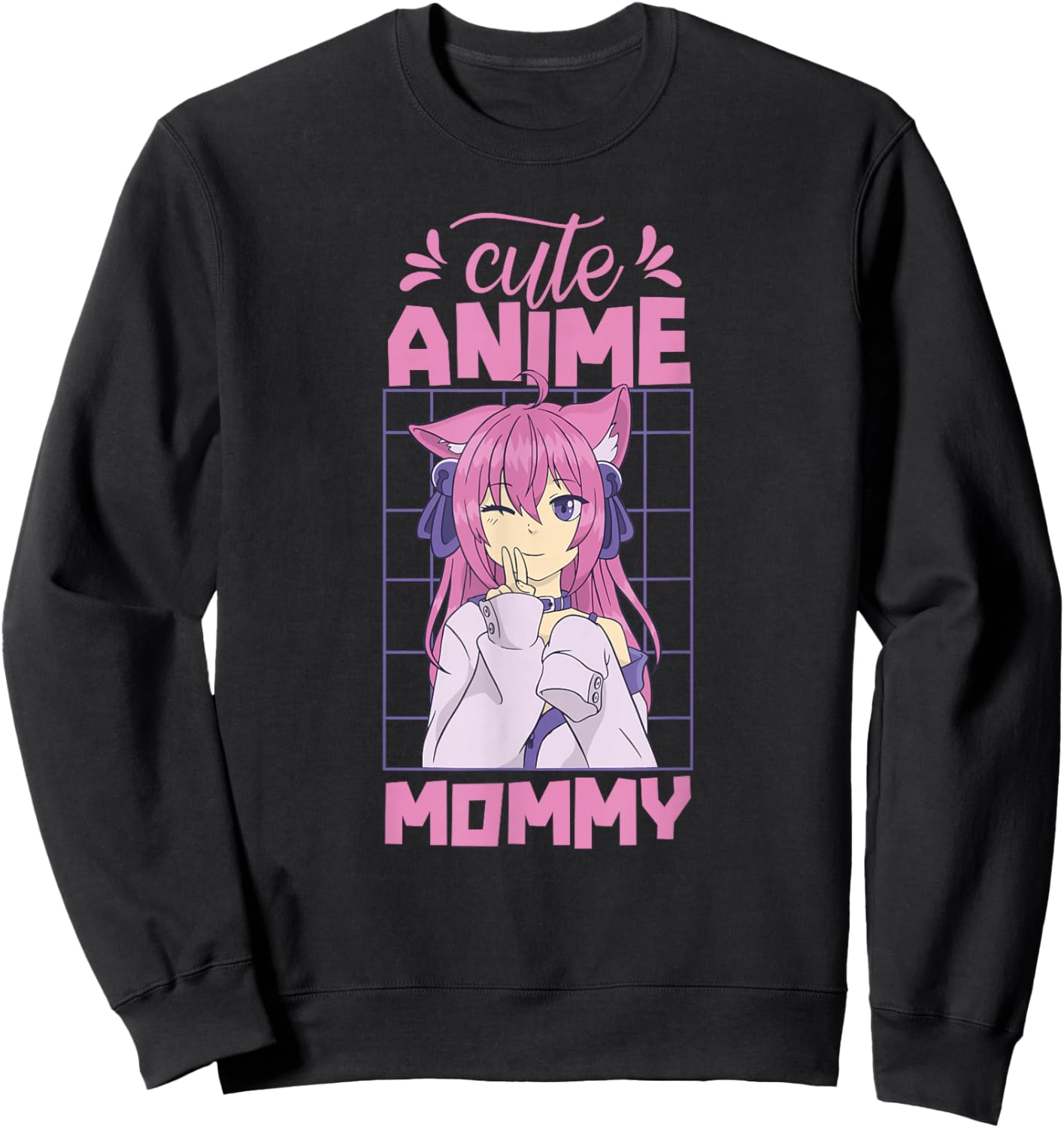 Cute Anime Mommy Hobby Animes Lover Saying Mom Mother Mama Sweatshirt - Sweatshirt | Black