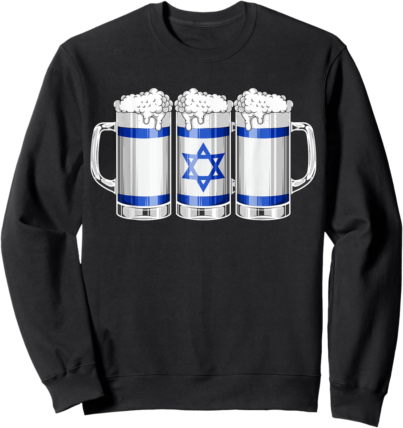 Beer Israeli Shirt - Beer Israel Flag Patriotic Men Sweatshirt - Sweatshirt | Black