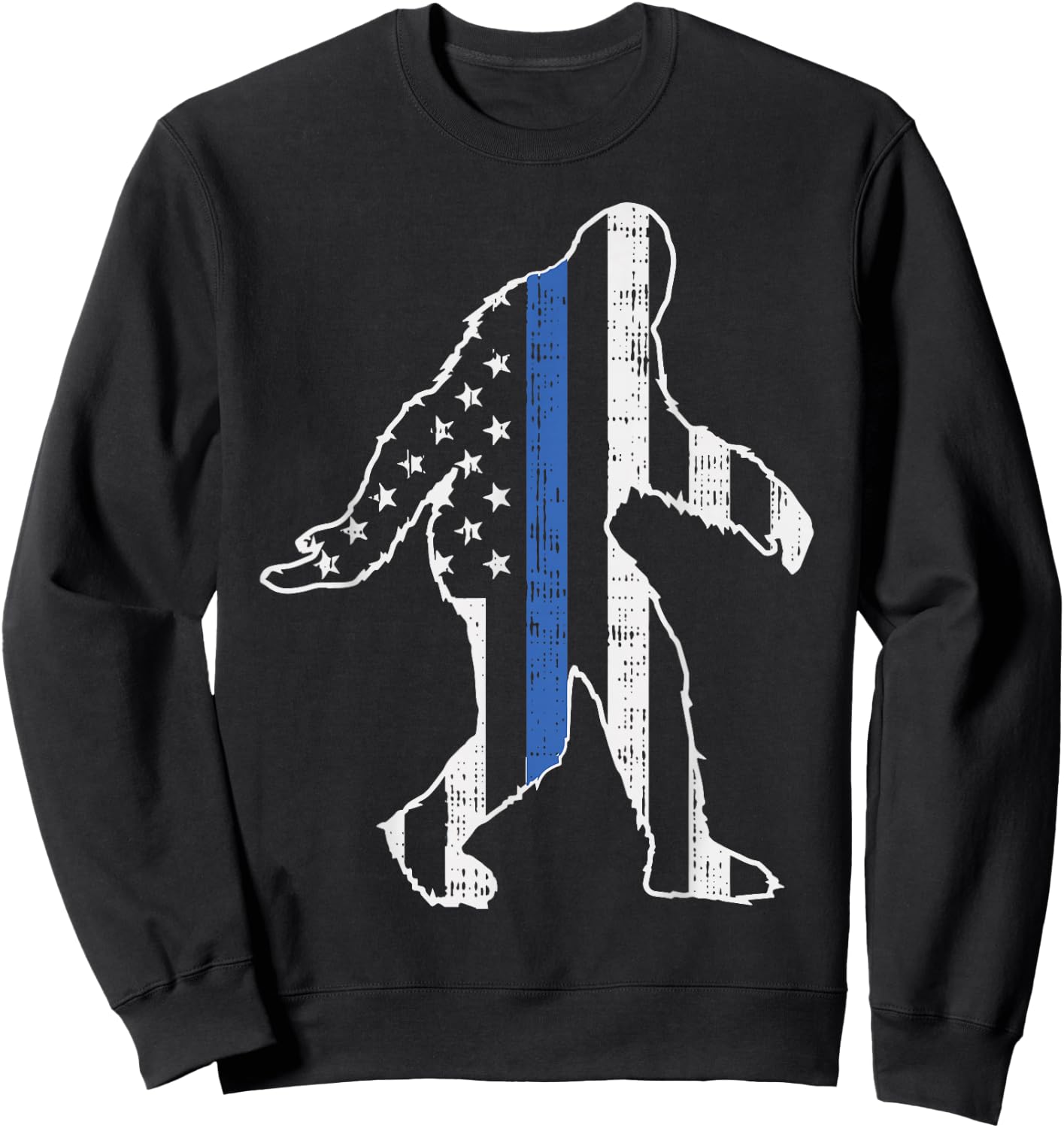 Thin Blue Line Bigfoot Law Enforcement LE Cop US Flag Police Sweatshirt - Sweatshirt | Black