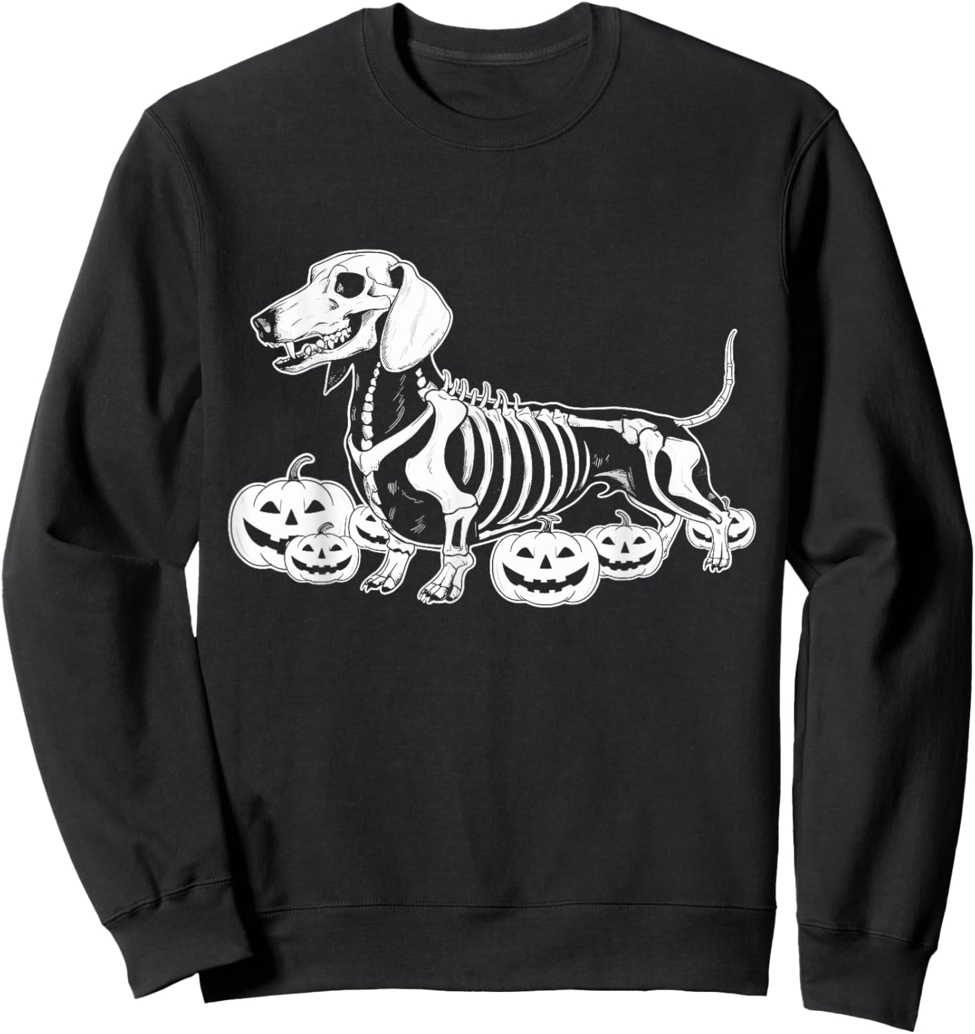Dachshund Skeleton Birthday Halloween Dog Kids Sweatshirt - Sweatshirt | Black