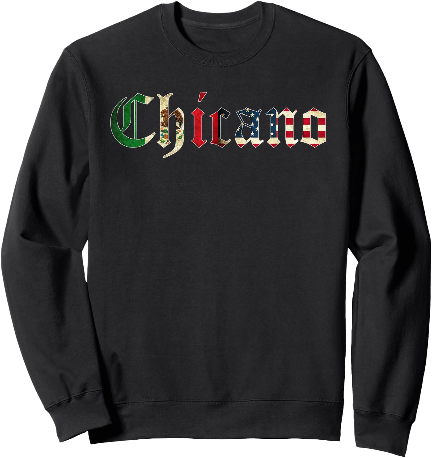 Chicano Mexican American Flag Sweatshirt - Sweatshirt | Black