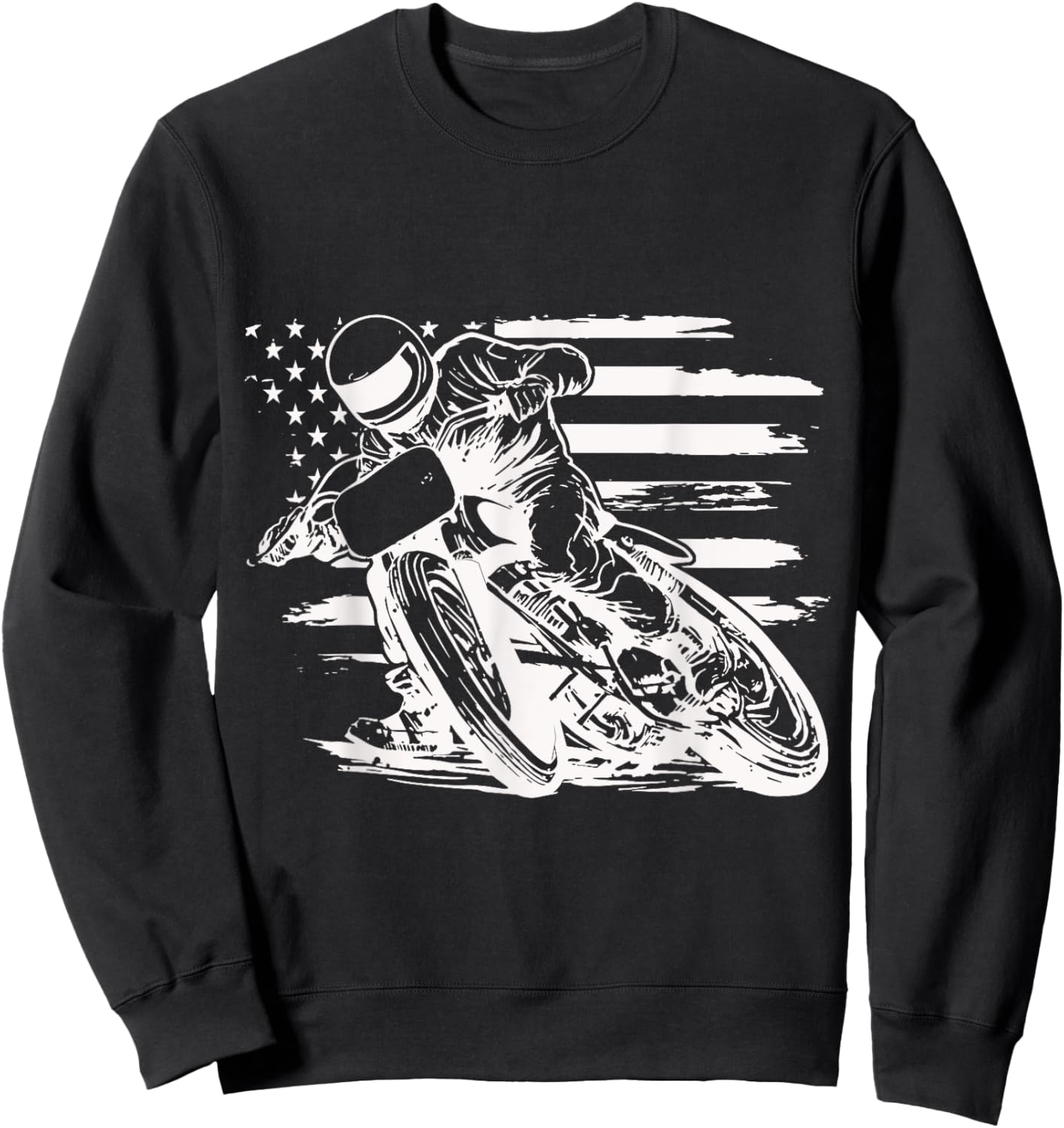 Dirt Bike American Flag Motocross Biker 4th Of July Sweatshirt - Sweatshirt | Black