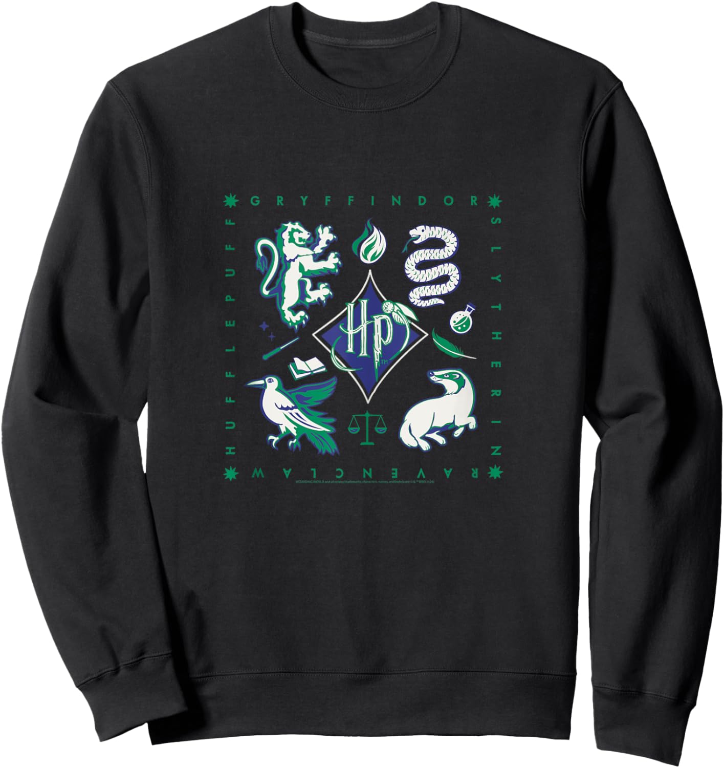 Amazon Essentials Harry Potter Hogwarts Houses Square Sweatshirt - Sweatshirt | Black