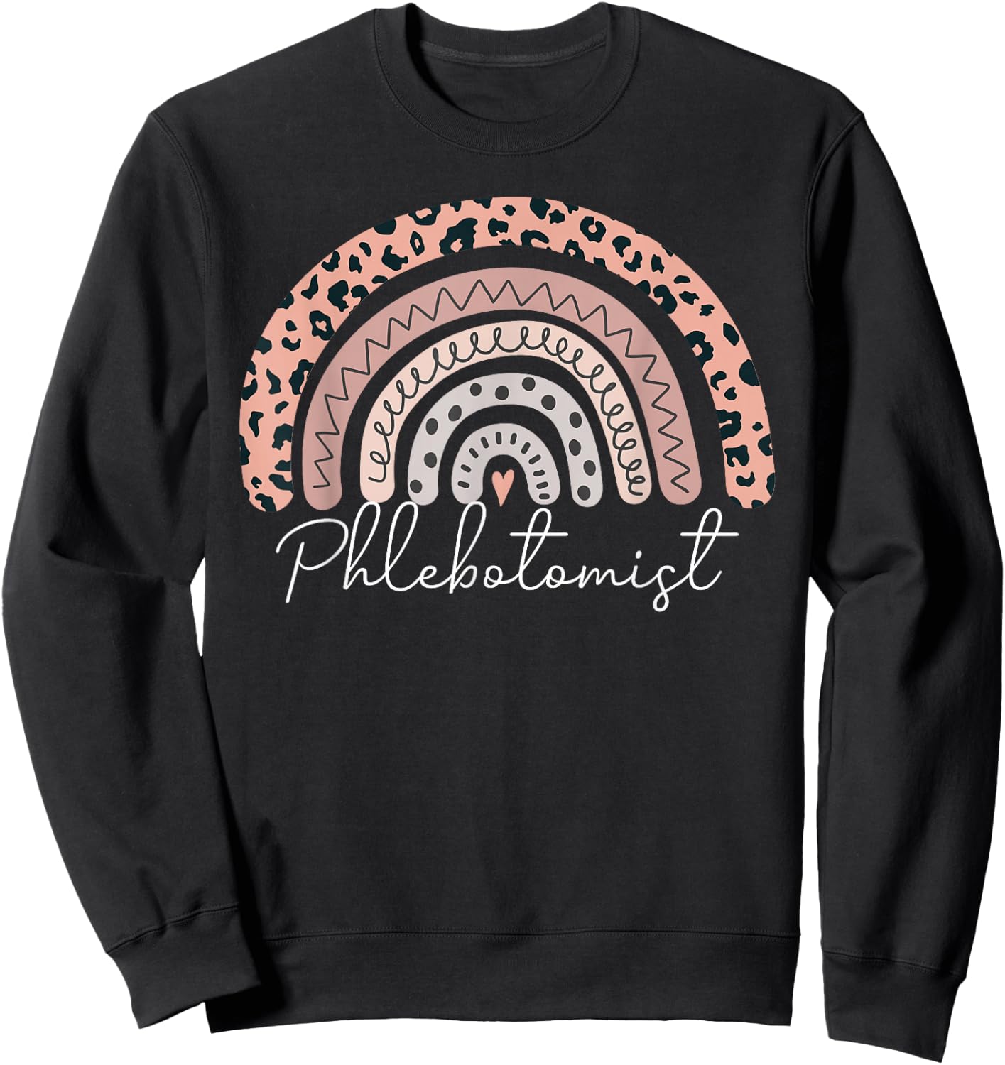 Phlebotomist Leopard Rainbow Phlebotomy Nurse Technician Sweatshirt - Sweatshirt | Black